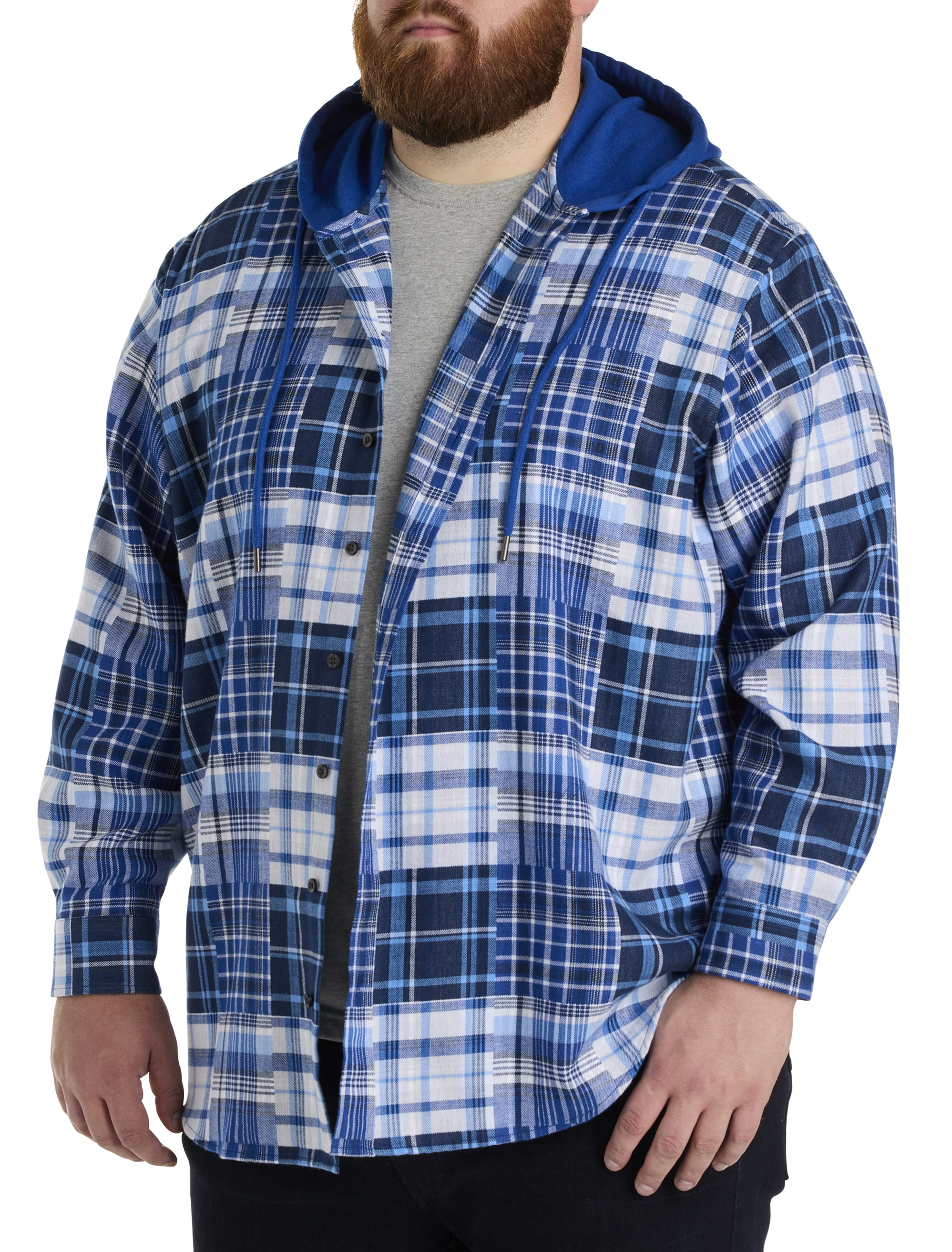 Big + Tall | True Nation Plaid Hooded Flannel Sport Shirt | DXL