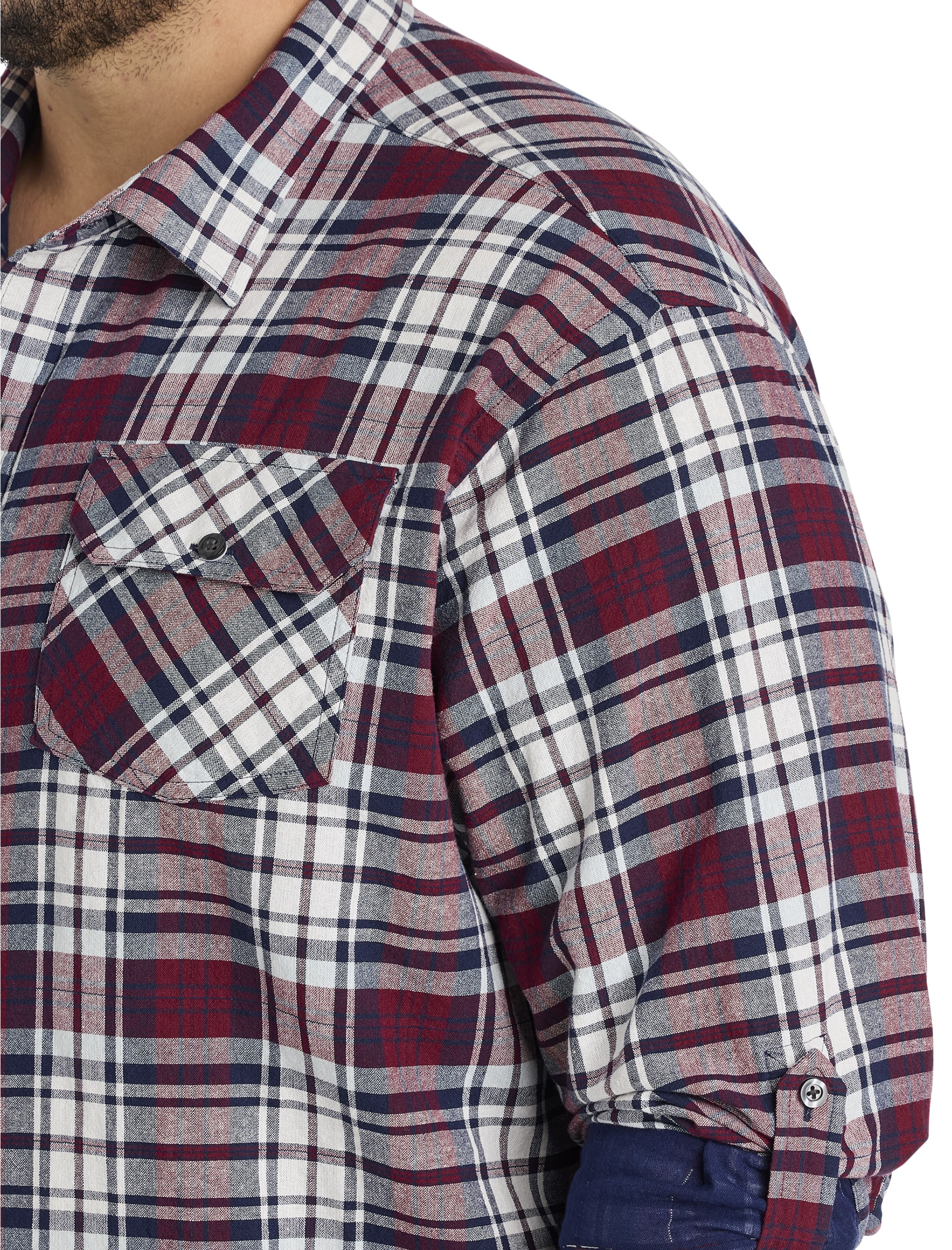 Plaid Rolled-Sleeve Sport Shirt - thumbnail 3
