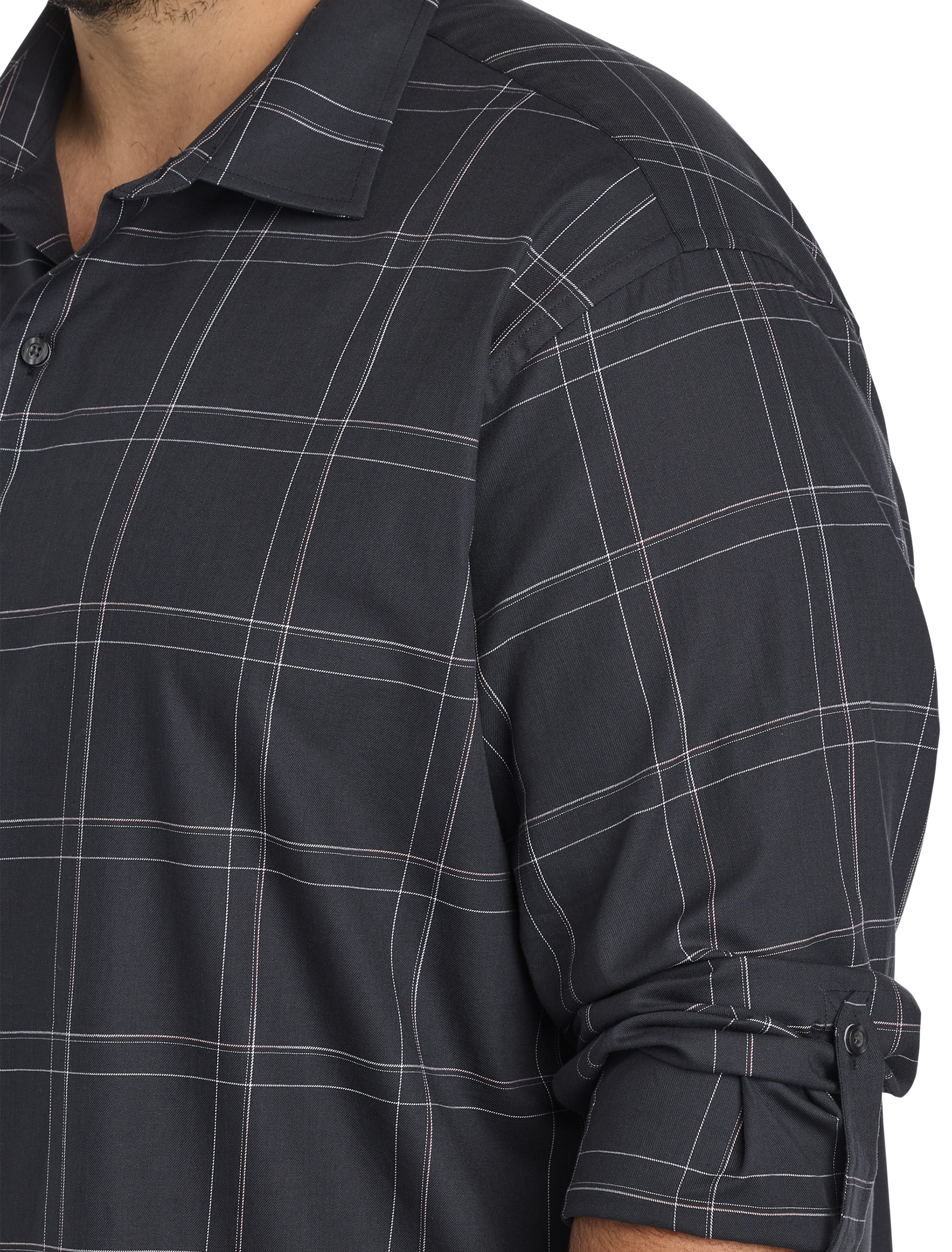 Large Plaid Roll-Tab Sport Shirt