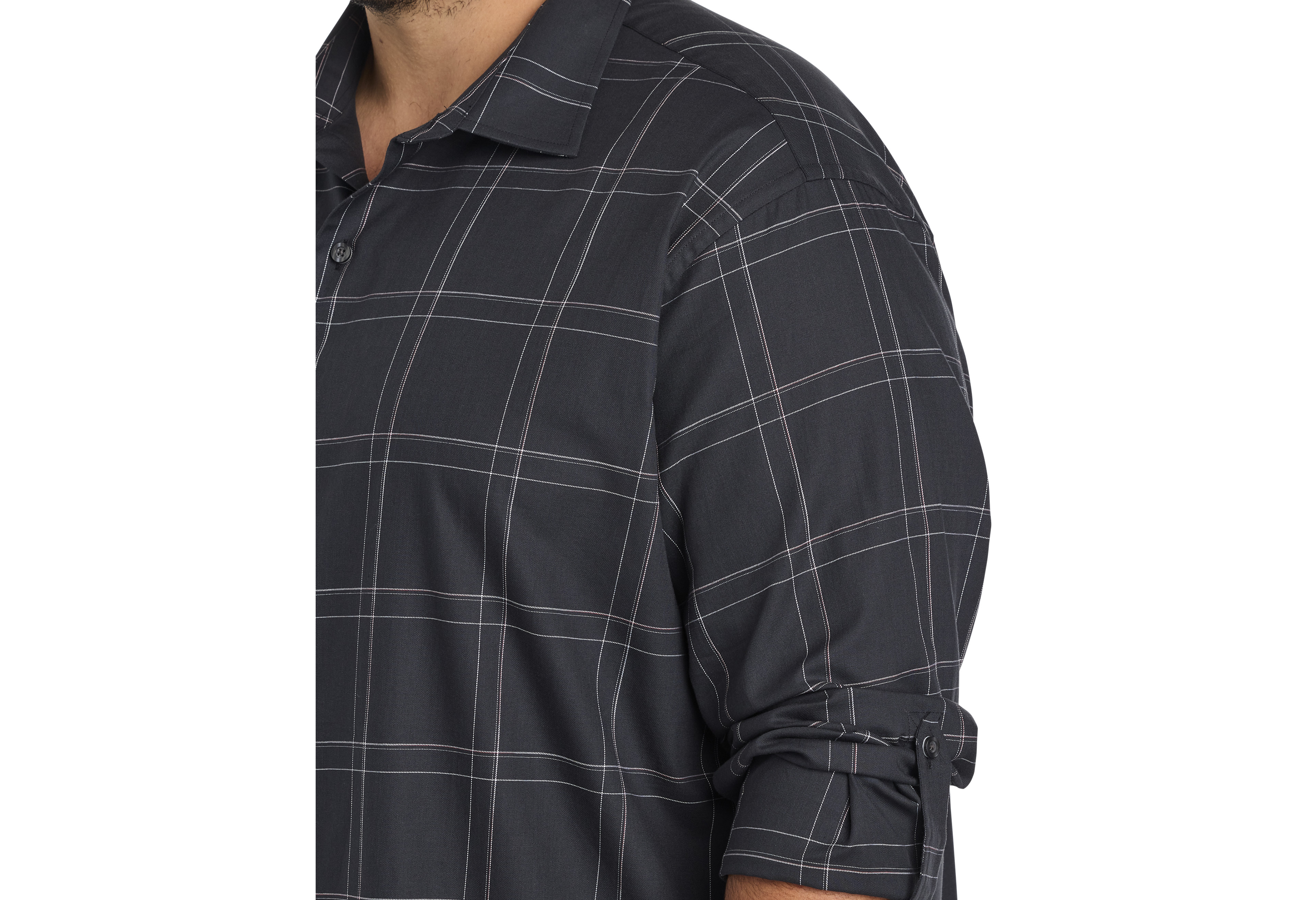Large Plaid Roll-Tab Sport Shirt