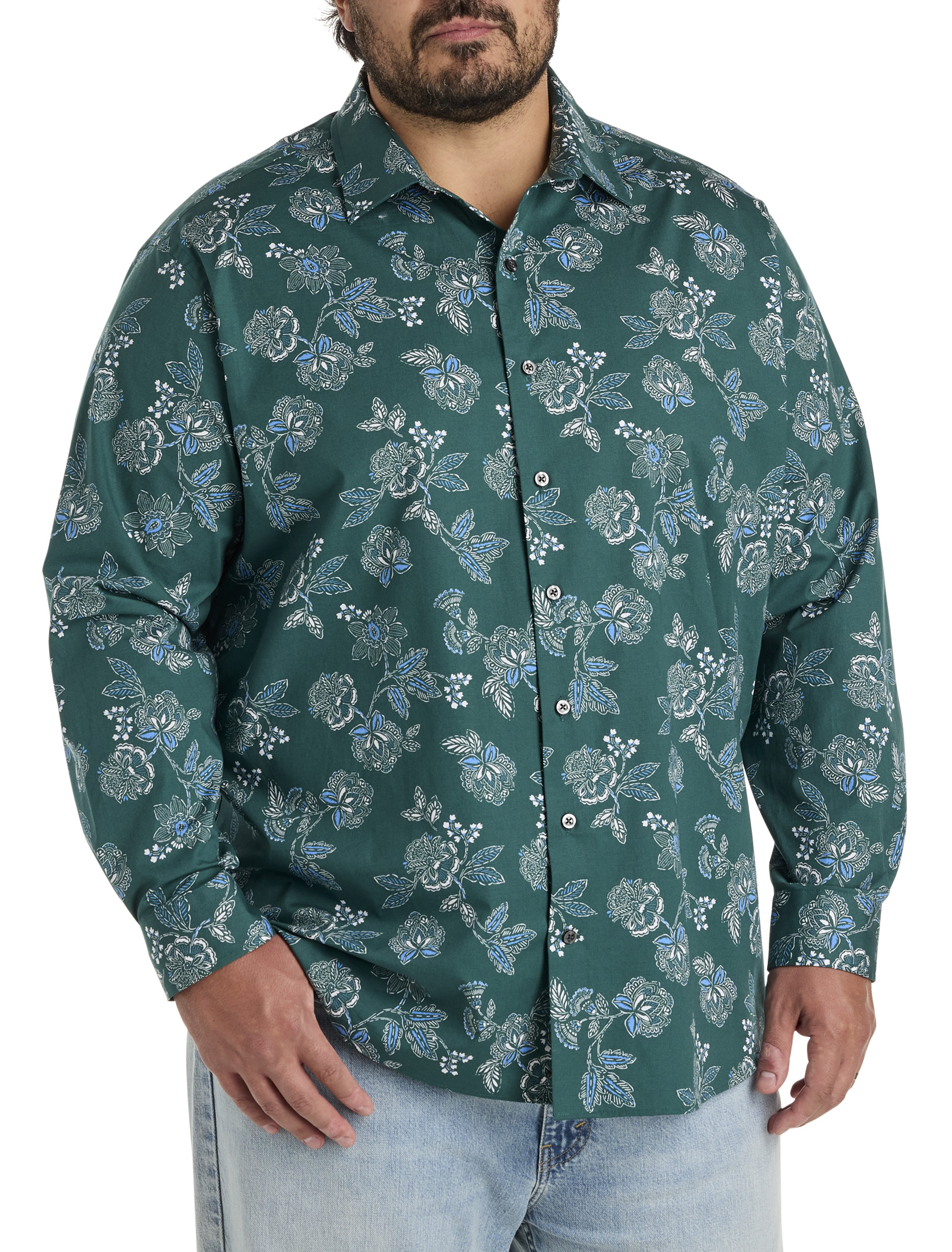 Big + Tall | Synrgy Rolled-Sleeve Floral Print Sport Shirt | DXL