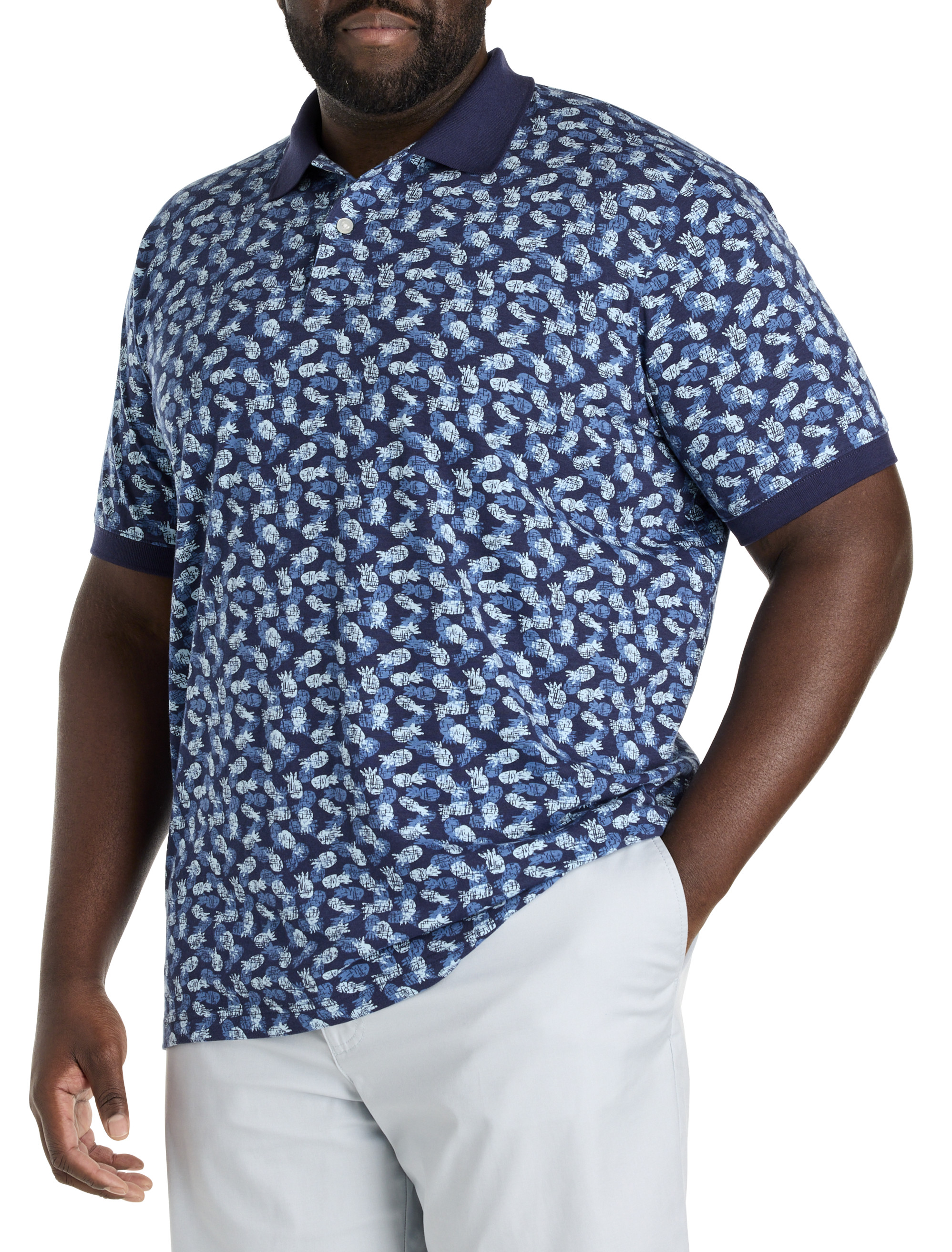Big + Tall | Harbor Bay Pineapple Print Polo Shirt | DXL