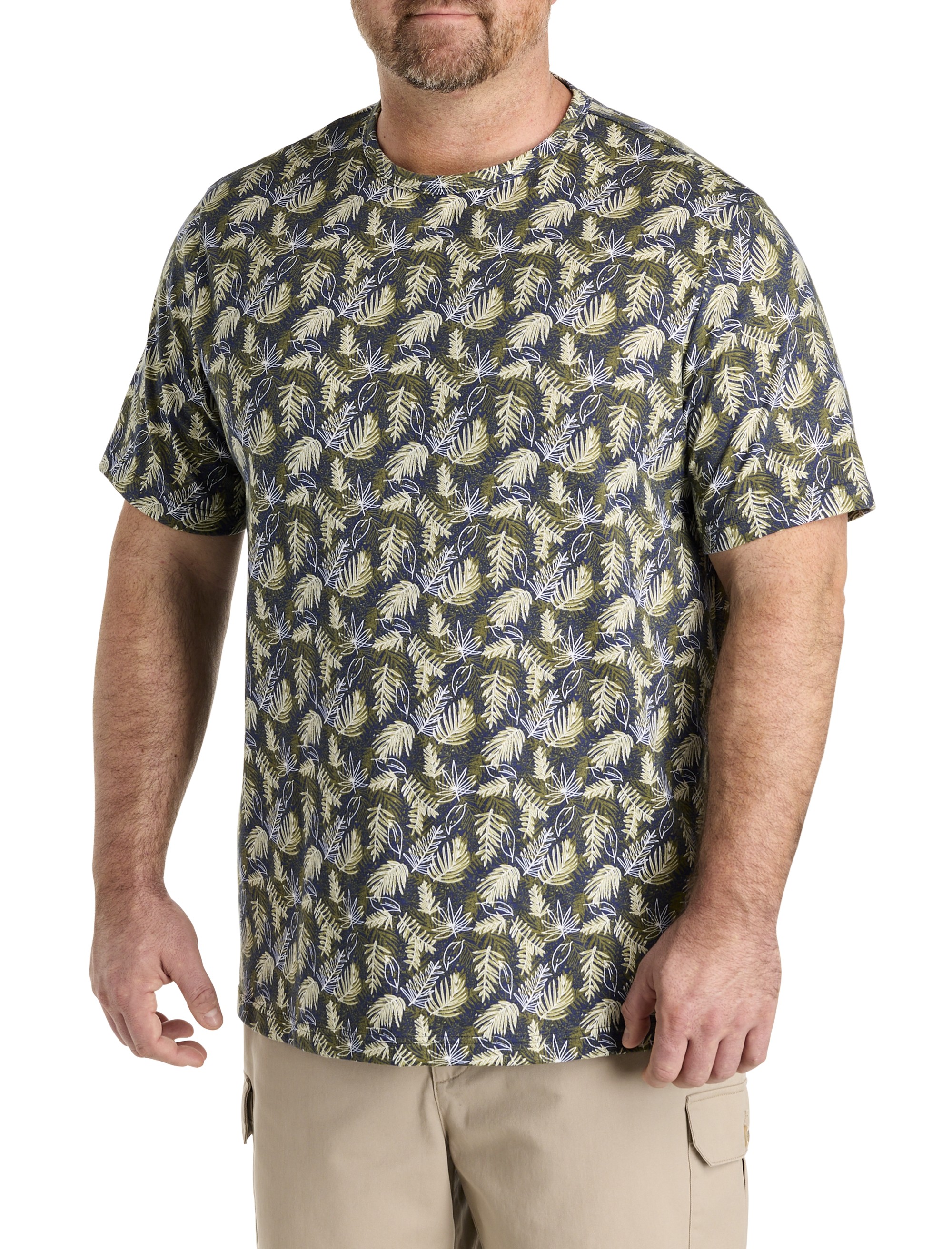 Moisture-Wicking Multi Leaf Print T-Shirt