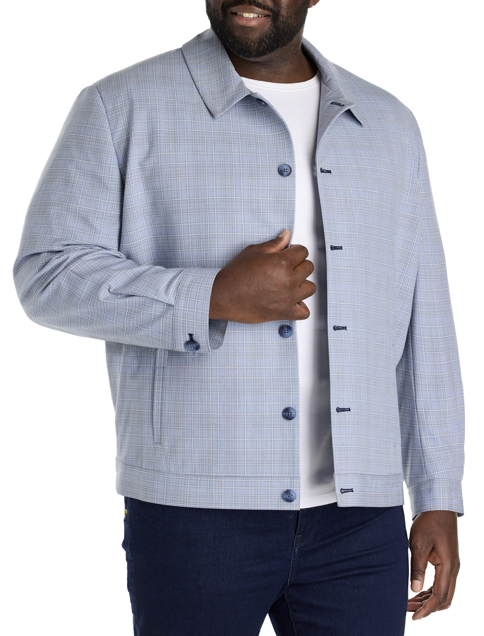 Machine Washable Plaid Shirt-Style Suit Jacket