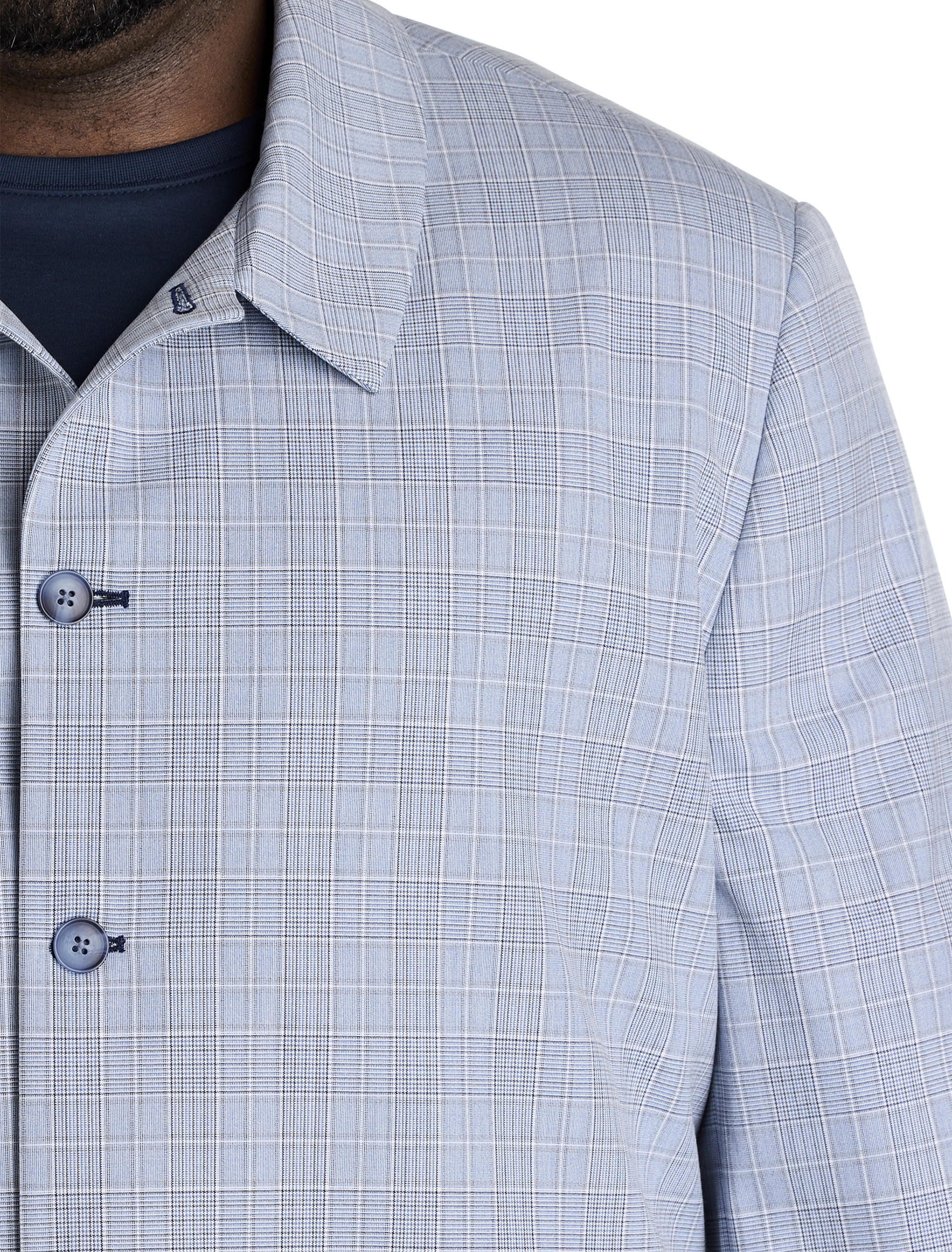 Machine Washable Plaid Shirt-Style Suit Jacket