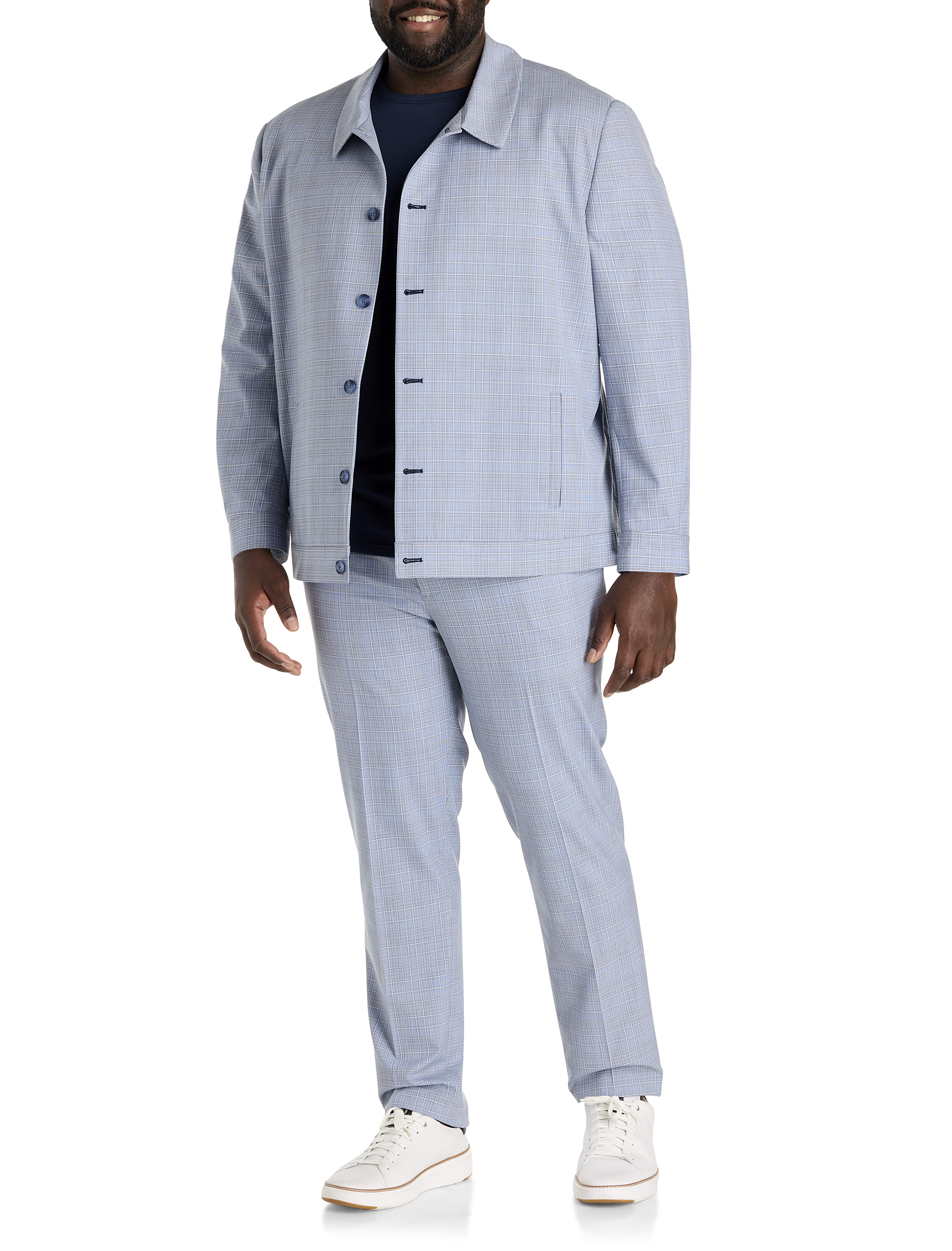 Machine Washable Plaid Shirt-Style Suit Jacket