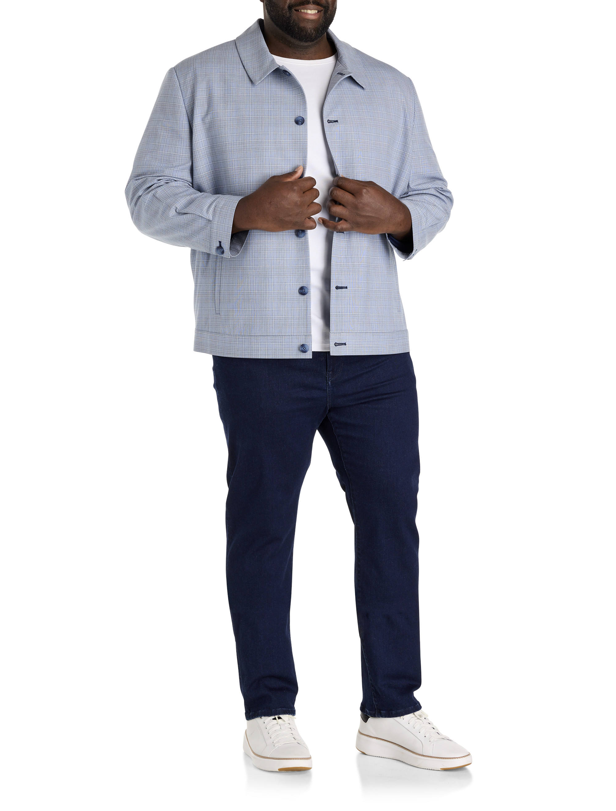 Machine Washable Plaid Shirt-Style Suit Jacket