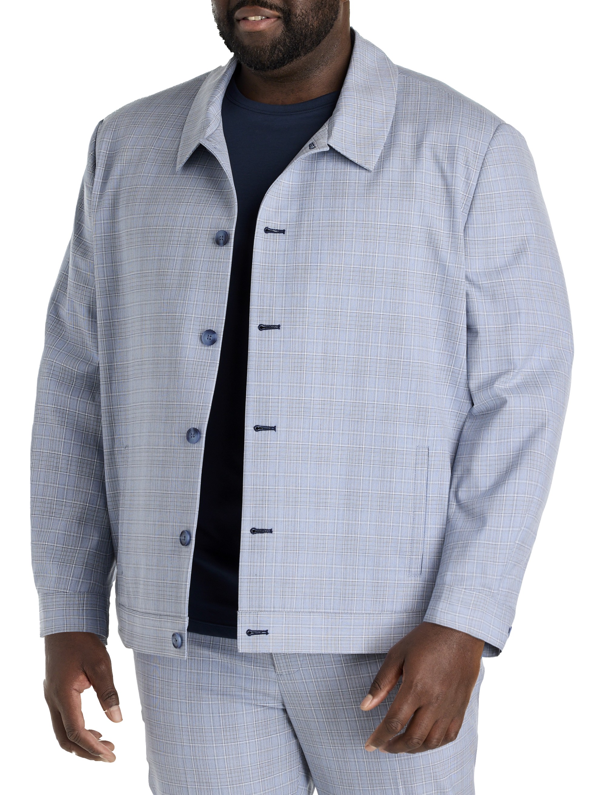 Machine Washable Plaid Shirt-Style Suit Jacket