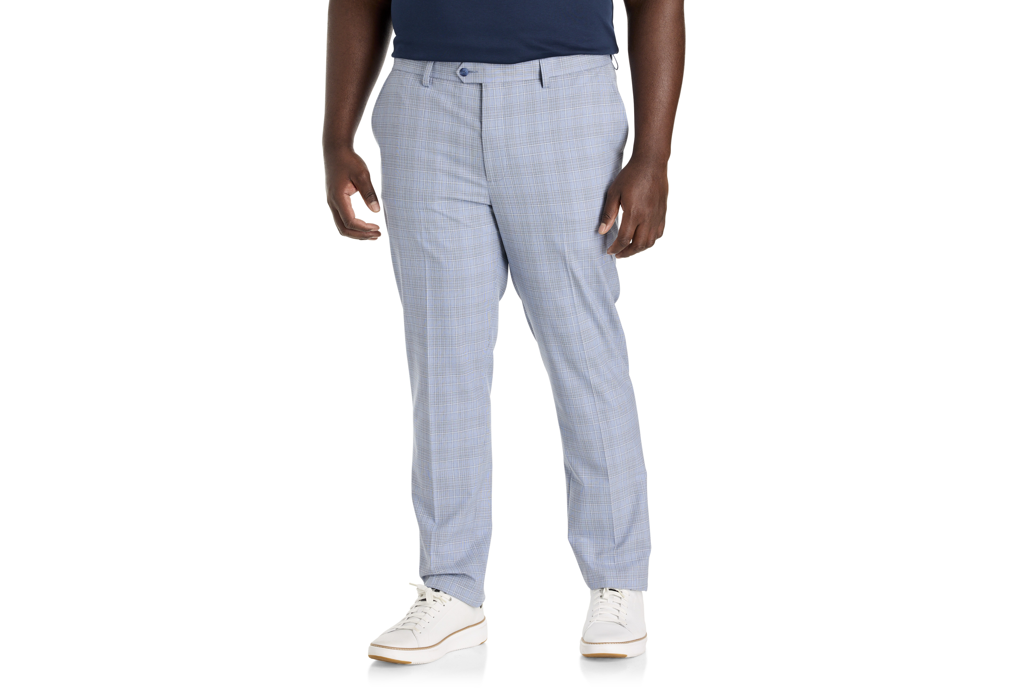 Plaid Machine-Washable Suit Pants