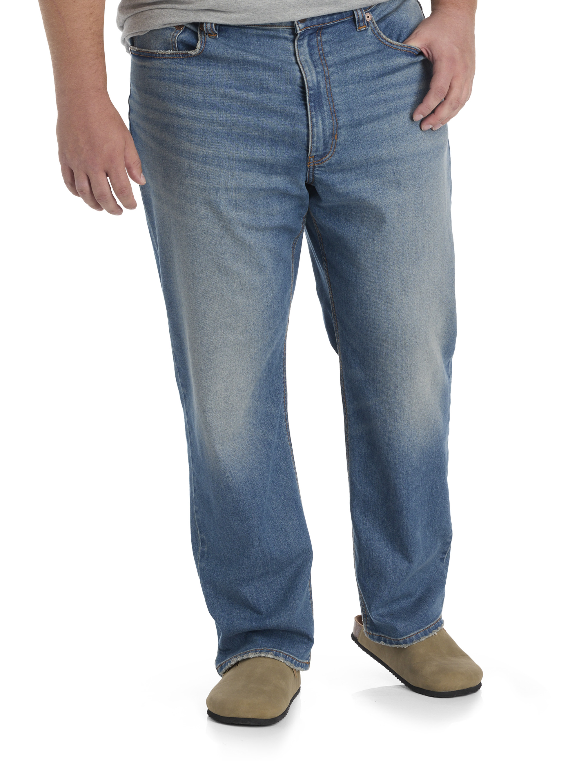 thumbnail image 2 of Men's Big & Tall Relaxed Fit Jeans - Comfortable Rinsed Wash Denim, Button Closure, 35" Inseam 2 of 6