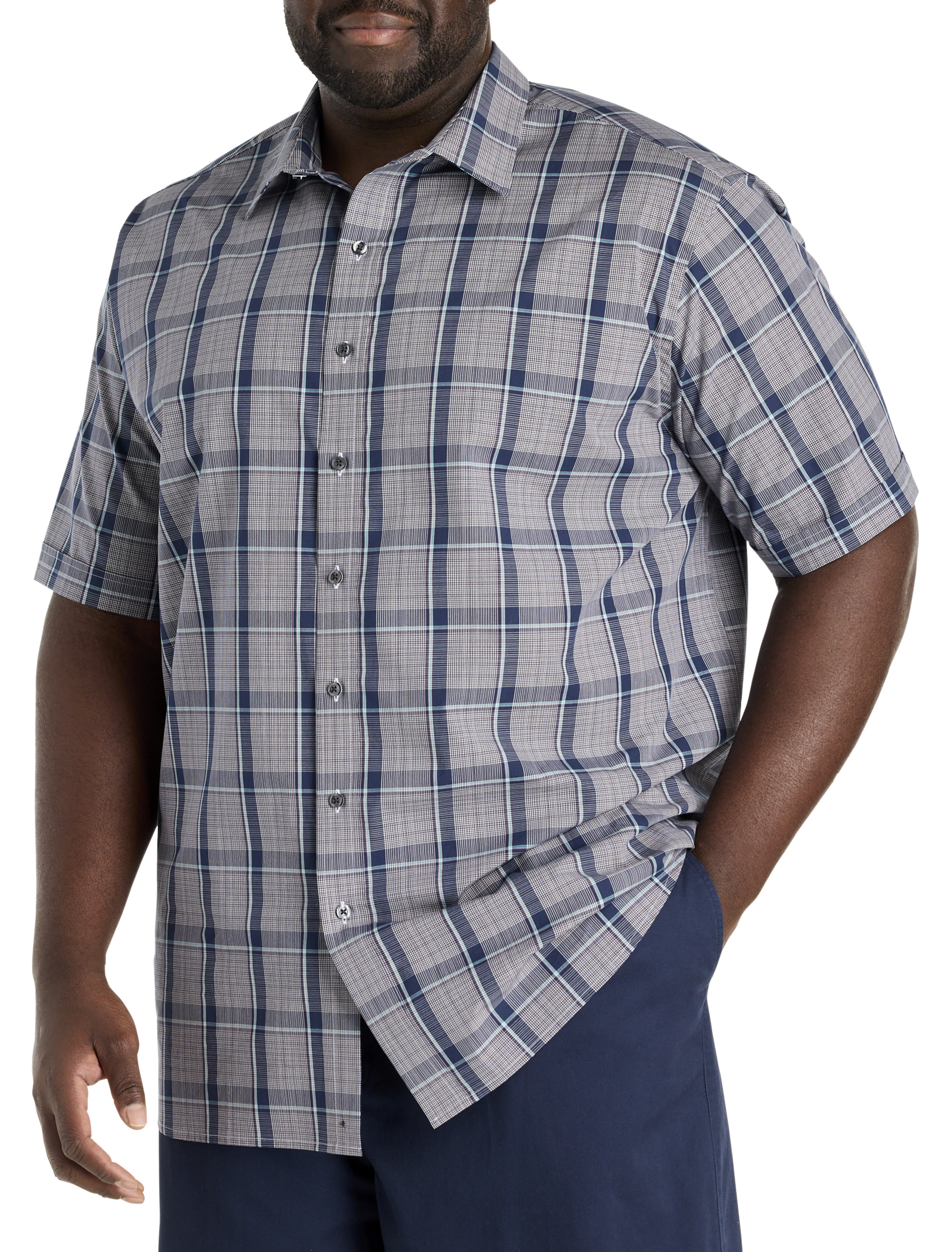 dxl short sleeve dress shirts Harbor Bay Easy-Care Solid Sport Shirt Marina 5xlt, Men's, Blue