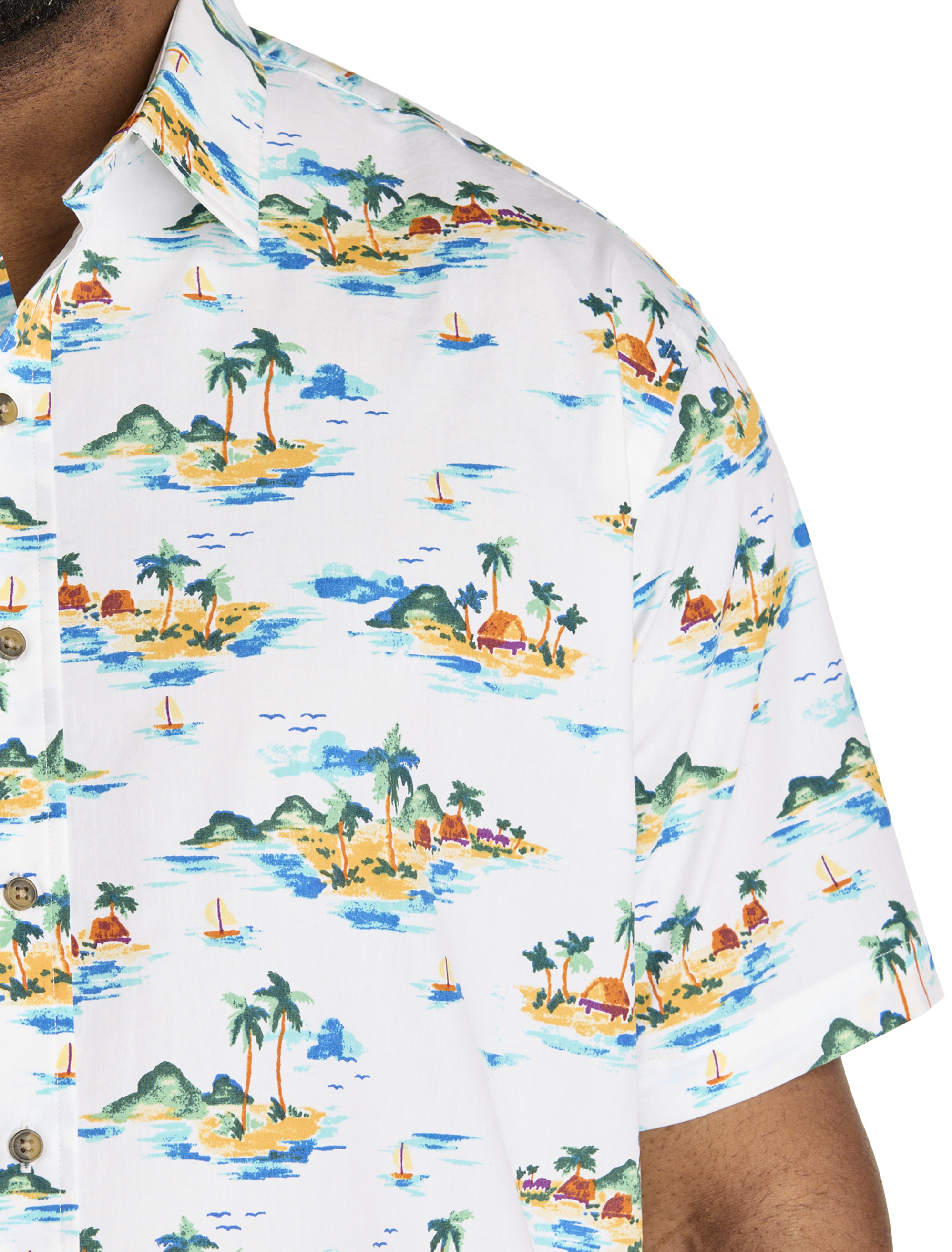 Tropical Island Print Sport Shirt