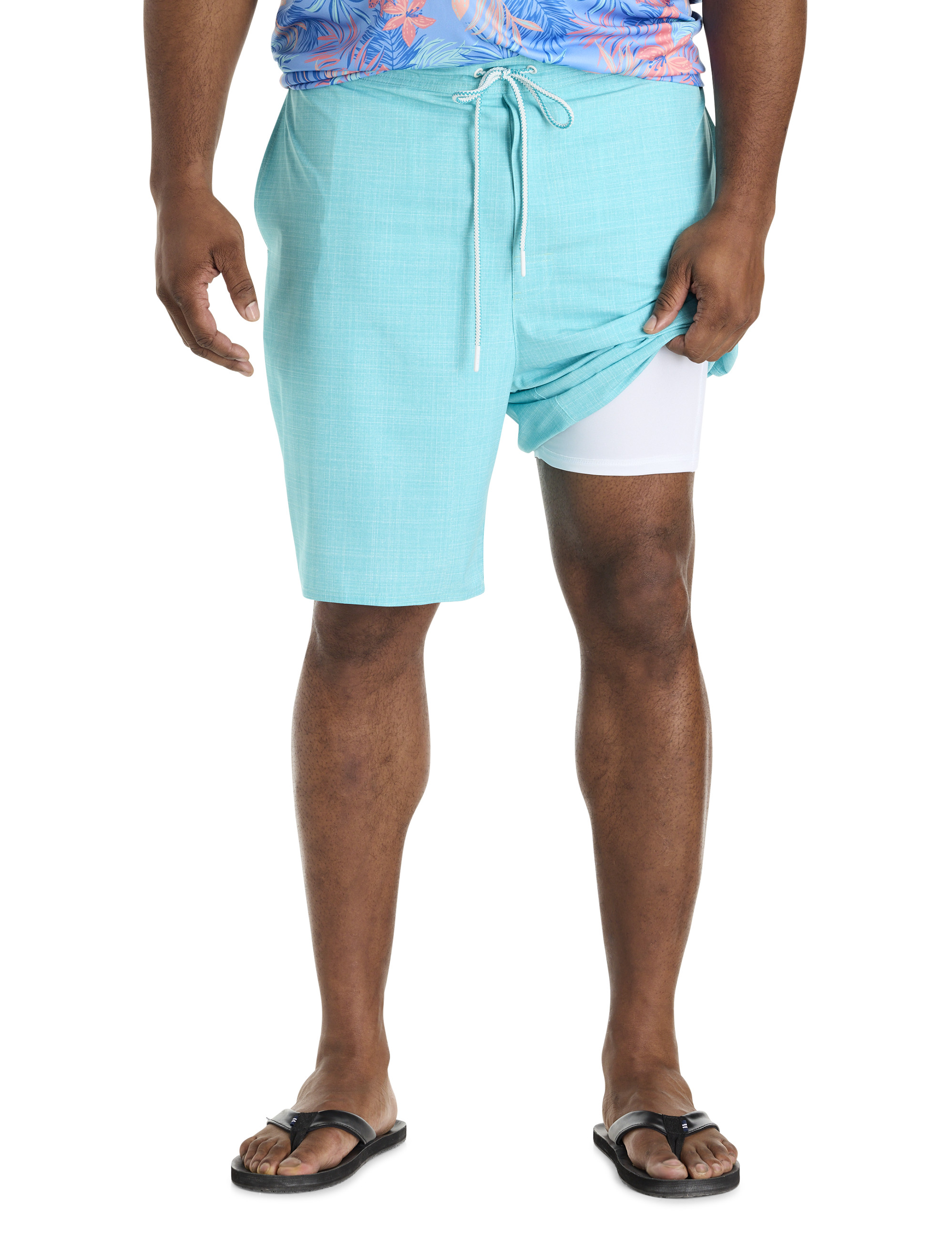 Crosshatched Swim Trunks