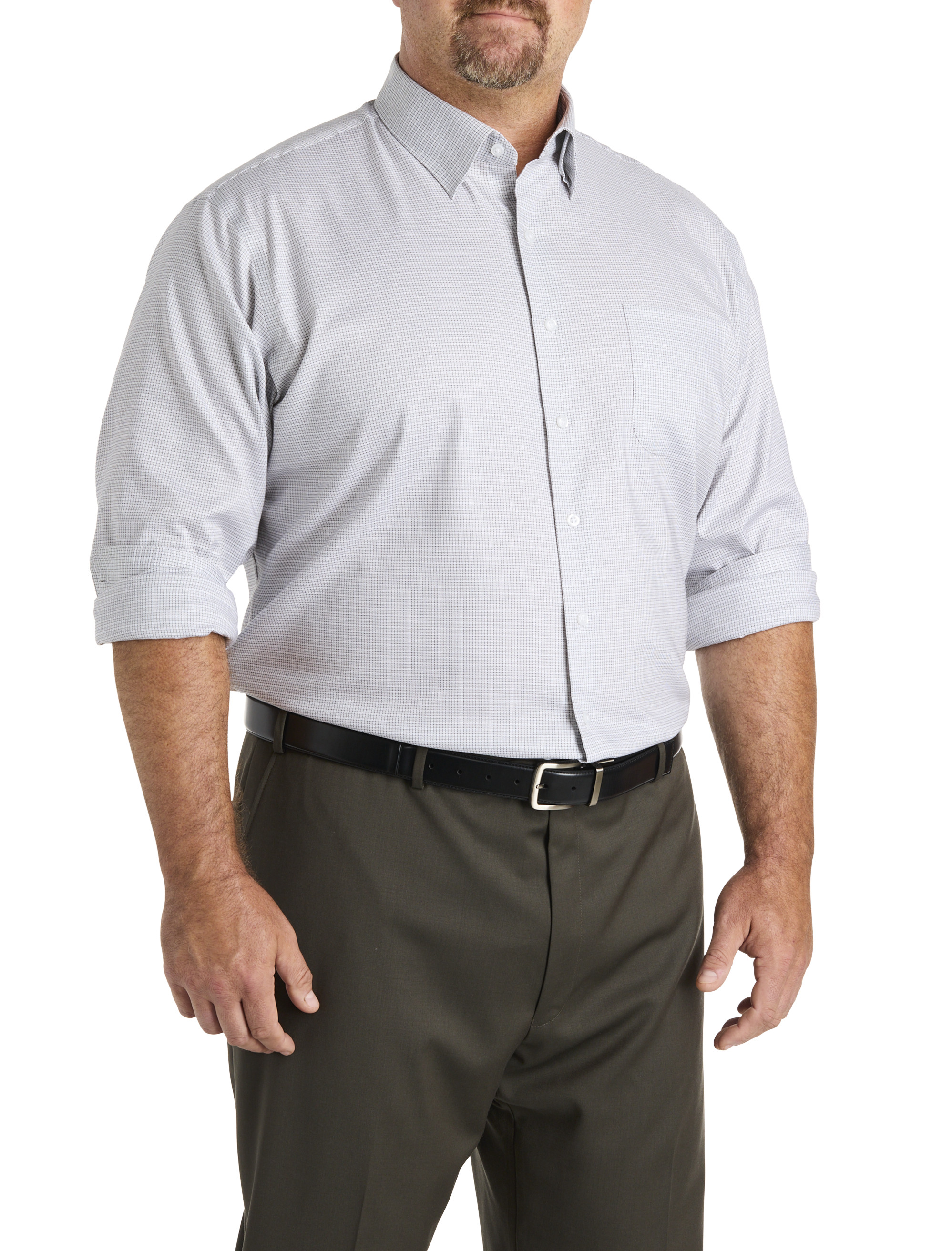 Textured Check Patterned Dress Shirt