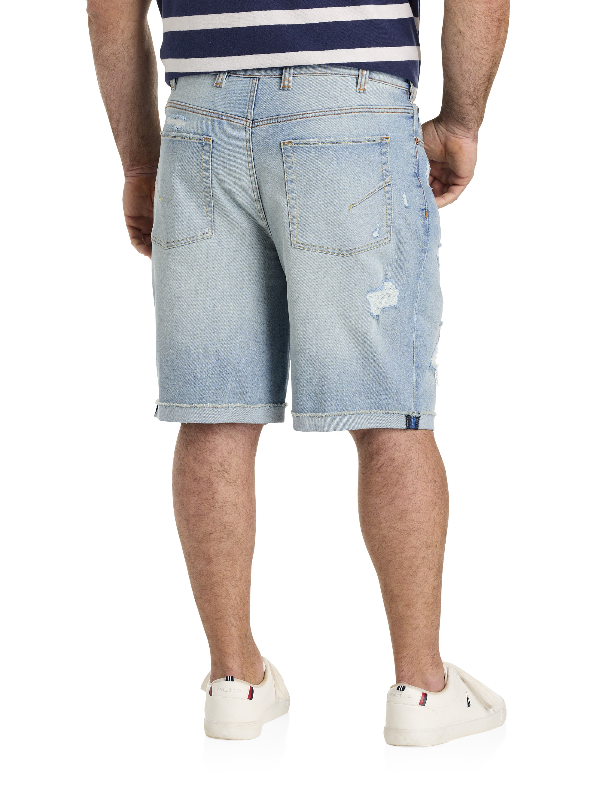 Athletic-Fit Destructed Denim Shorts