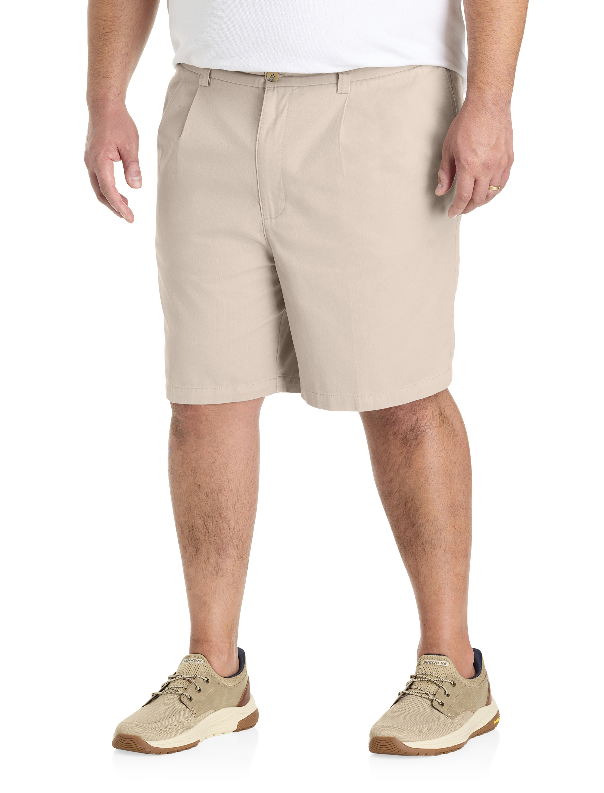 Waist-Relaxer Pleated Cotton Shorts