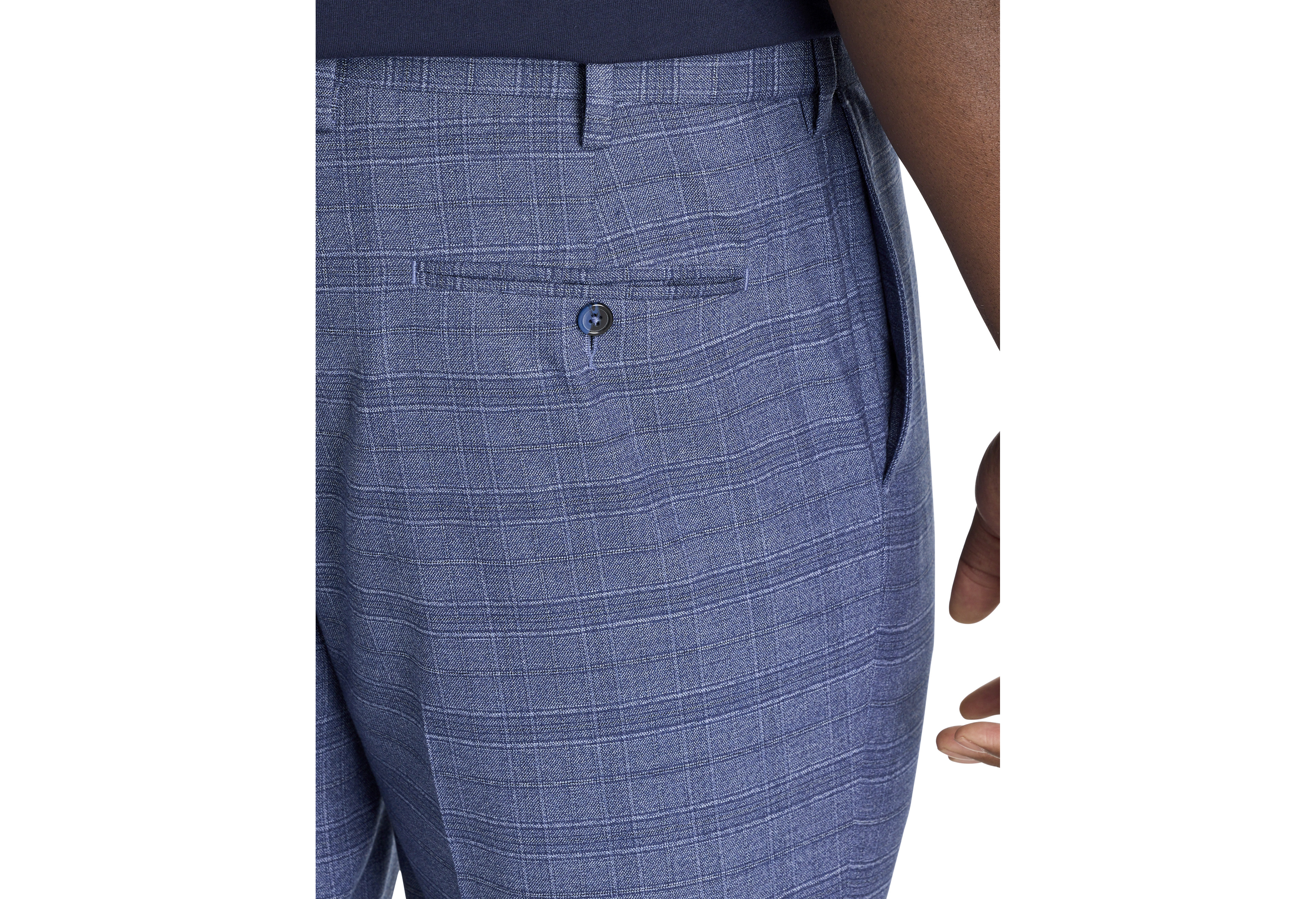 Waist-Relaxer Plaid Flat-Front Dress Pants