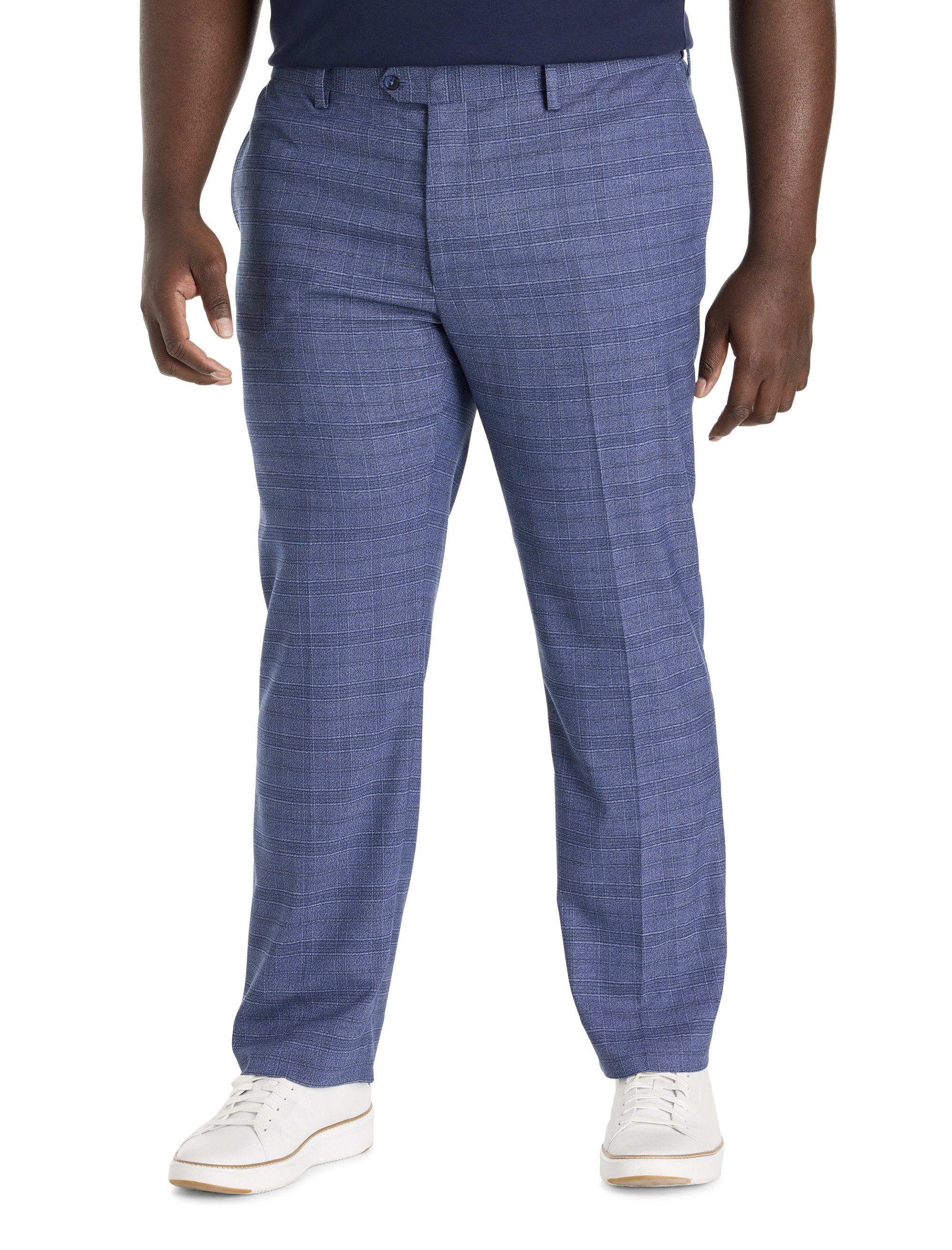 Waist-Relaxer Plaid Flat-Front Dress Pants