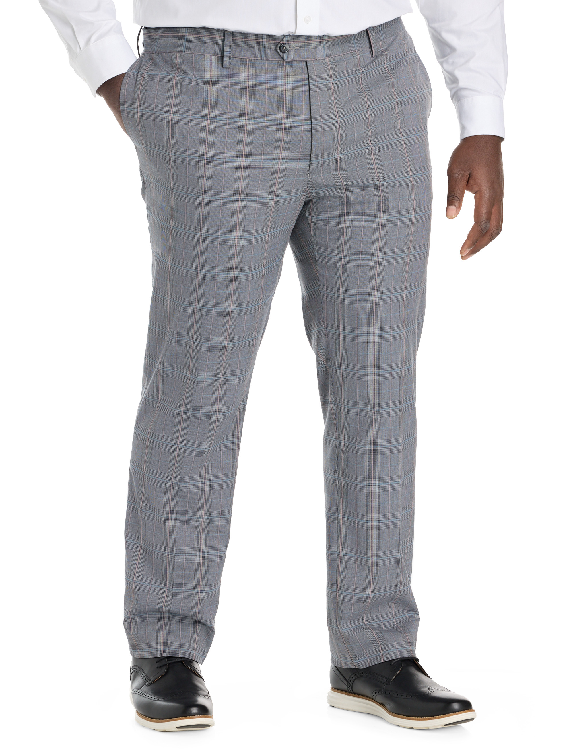 men's grey dress pants Textured Garment Washed Stretch Cotton Suit Pants for Tall Men in Iron Grey 30 / 38 / Iron Grey main image 0