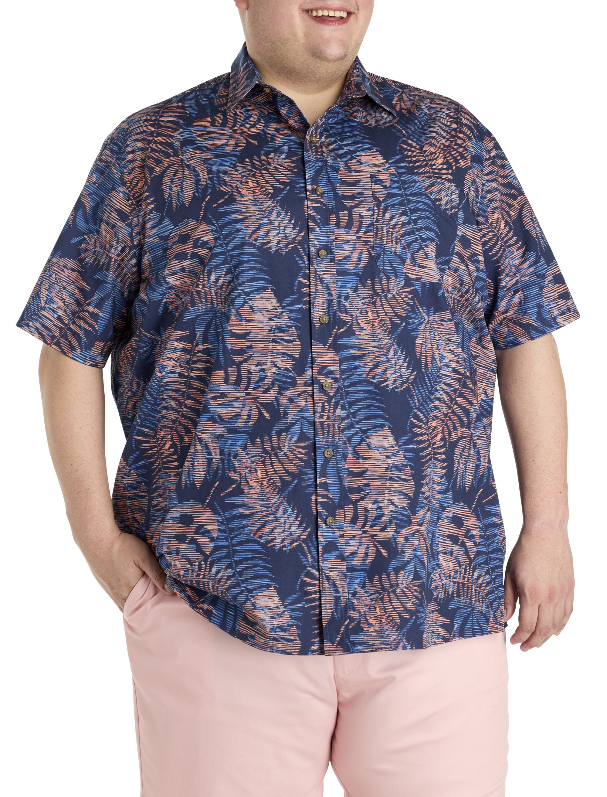 Digital Leaf Print Sport Shirt