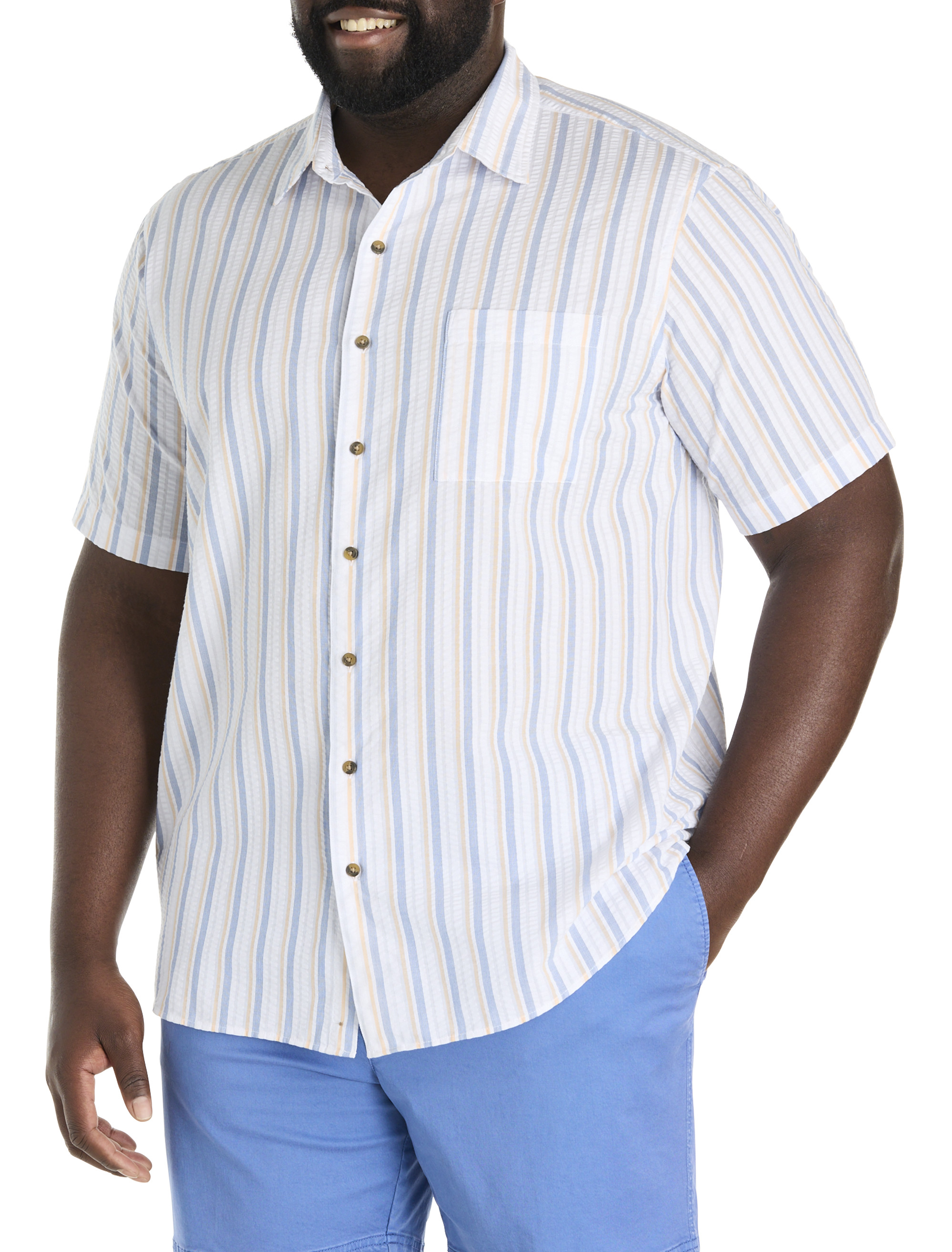 Men's Short Sleeve Seersucker Shirts | DXL
