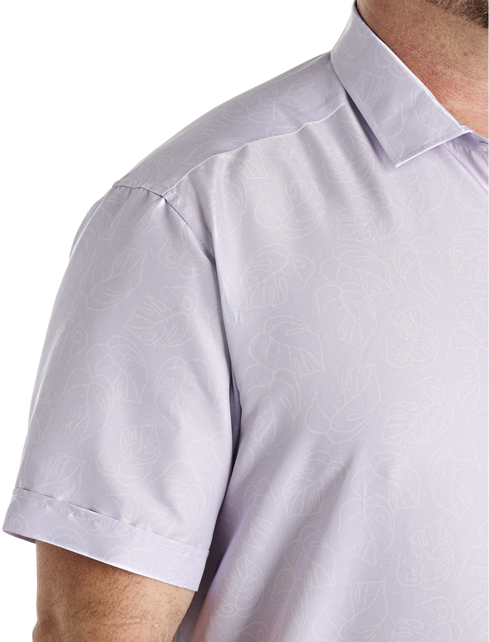 Microfiber Big Leaf Print Sport Shirt - thumbnail 2