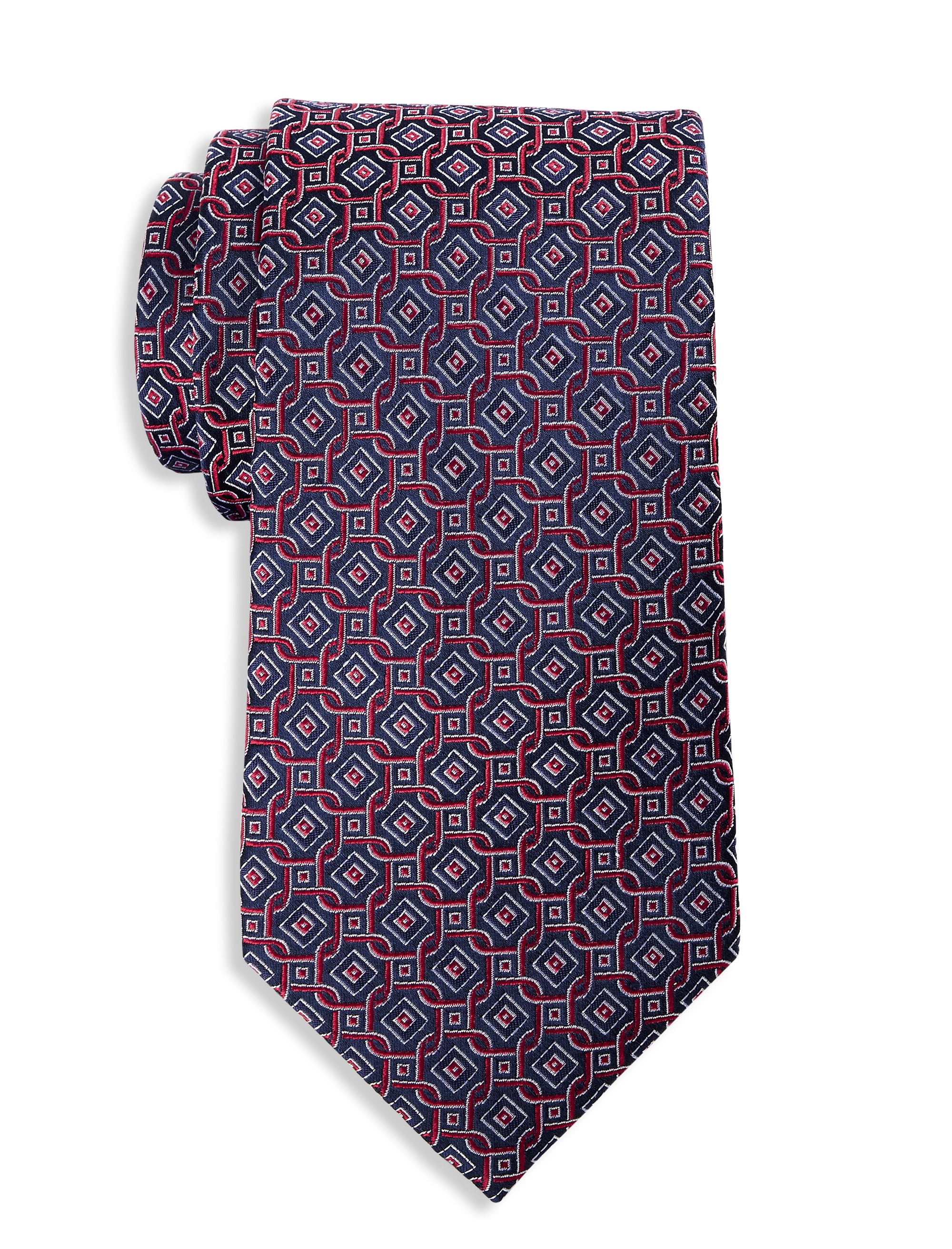 Tonal Geometric Link Silk Tie