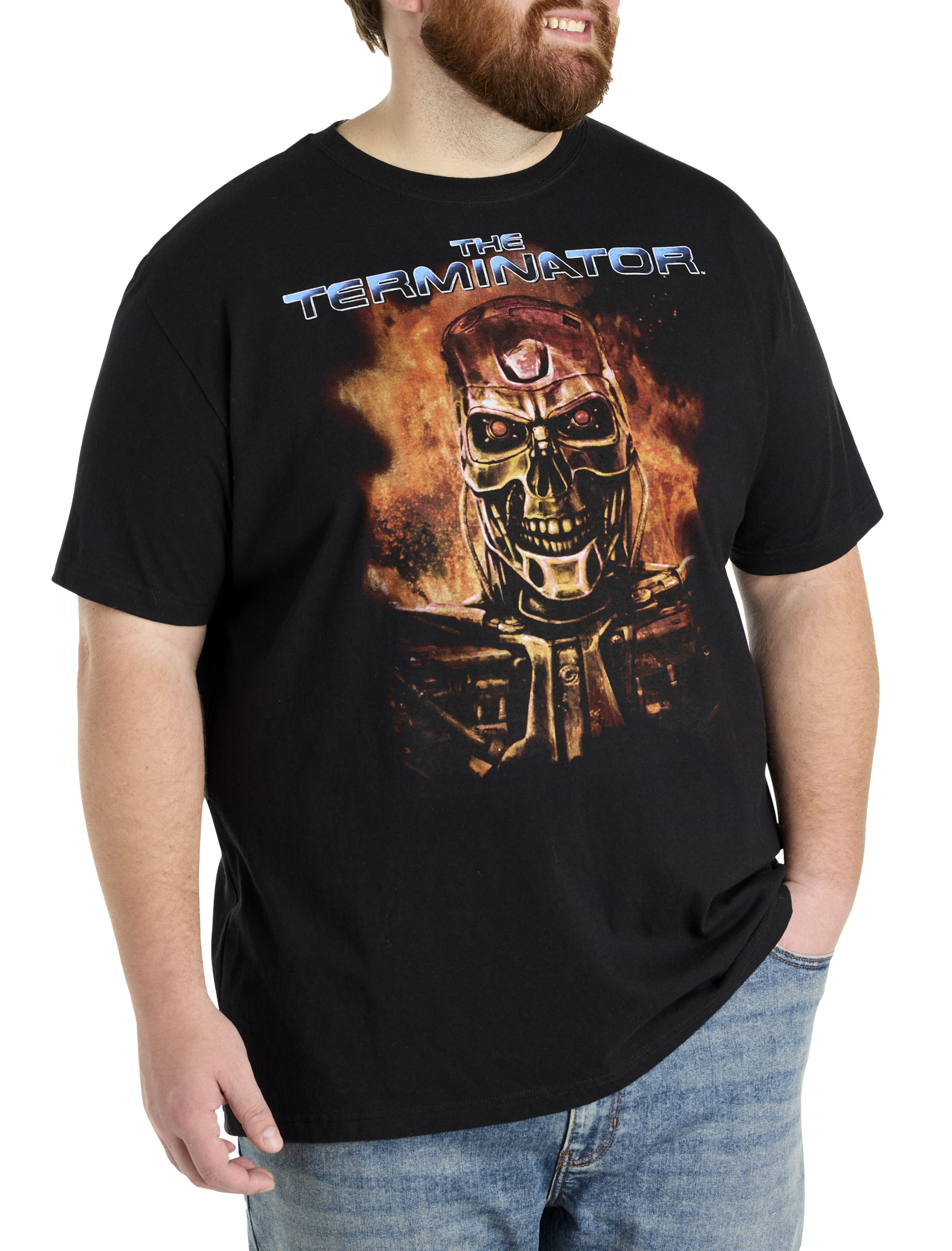 Liquid Blue Terminator Skull All-Over Print T-Shirt - S To 2XL - Frightful Awesome
