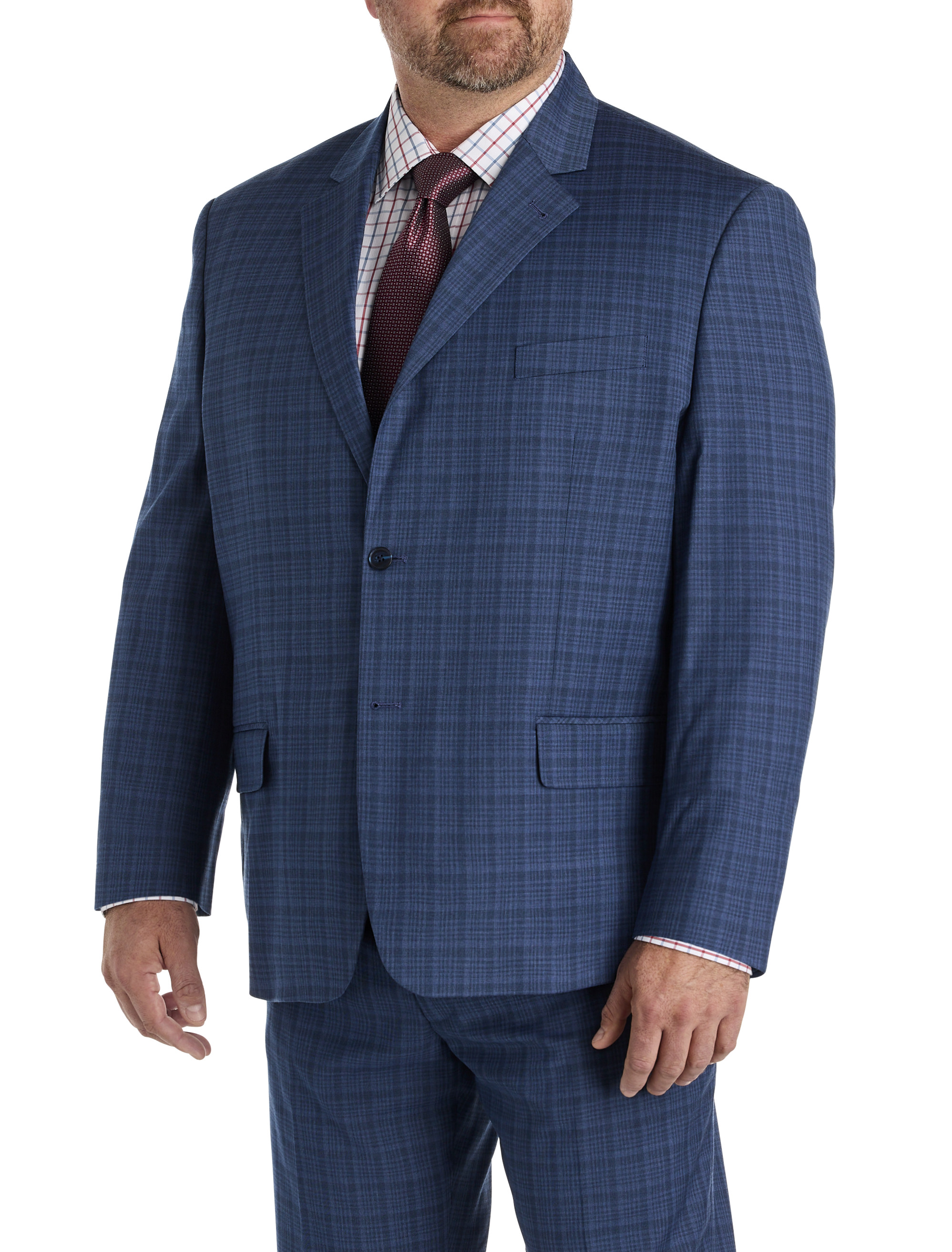 Big + Tall | Oak Hill Washed Plaid Jacket-Relaxer Suit Jacket | DXL