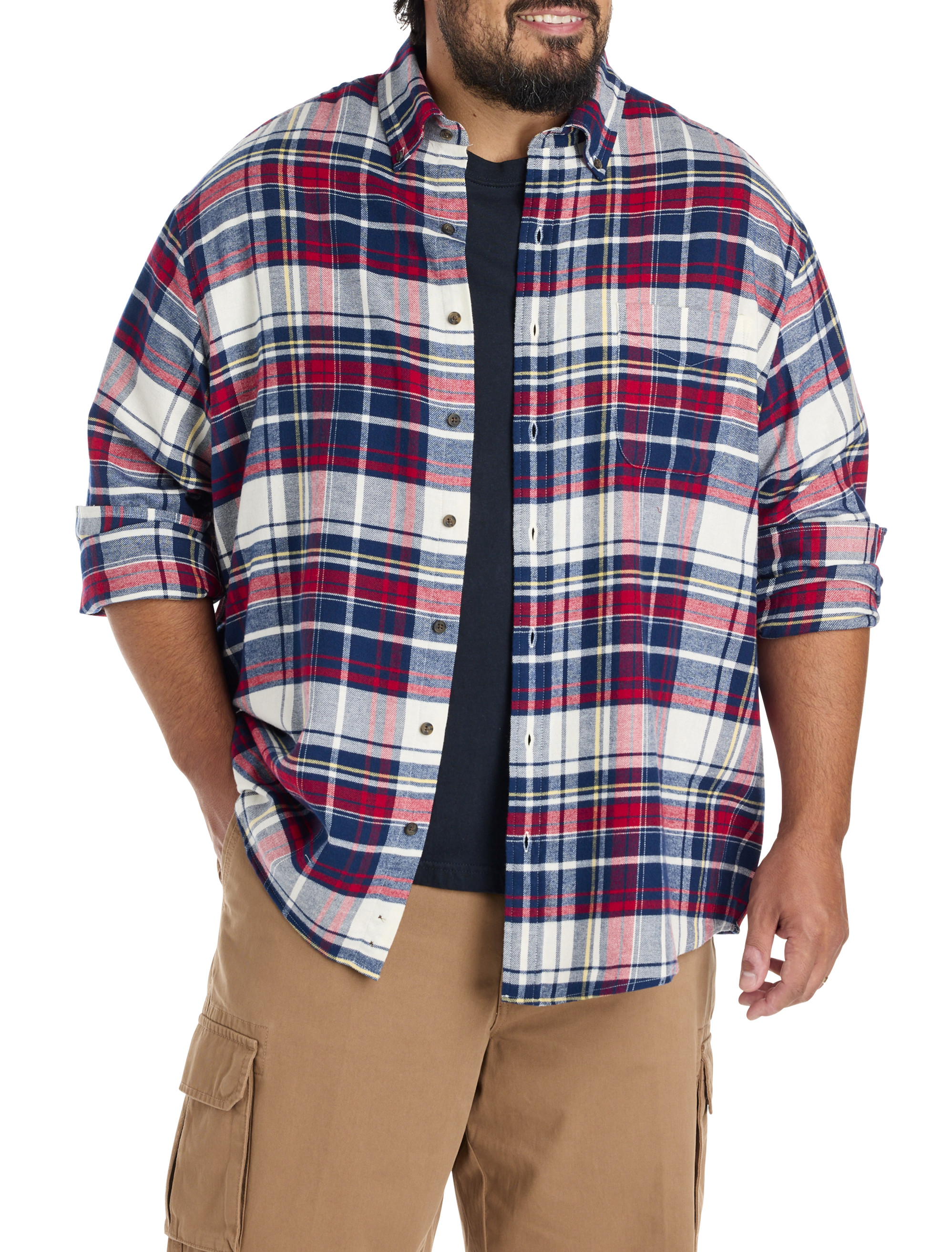 Large Plaid Flannel Sport Shirt