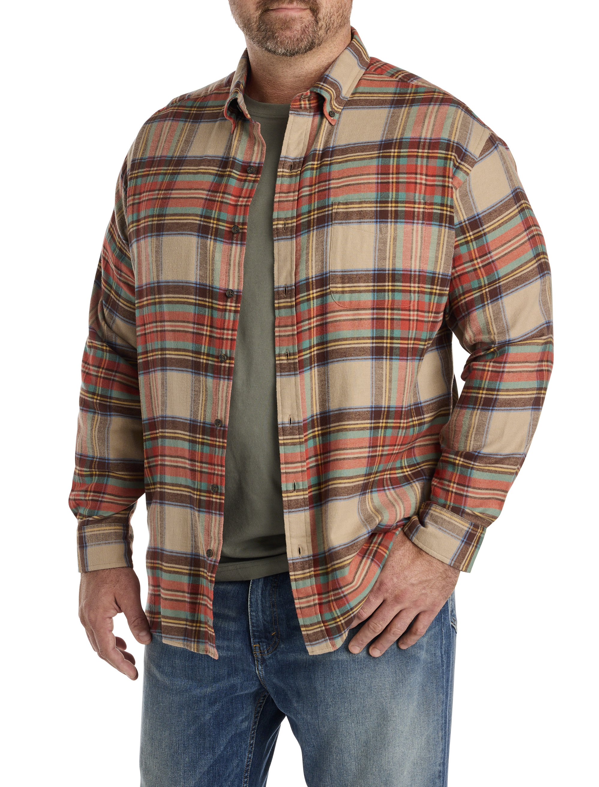 Big + Tall | Harbor Bay Large Plaid Flannel Sport Shirt | DXL