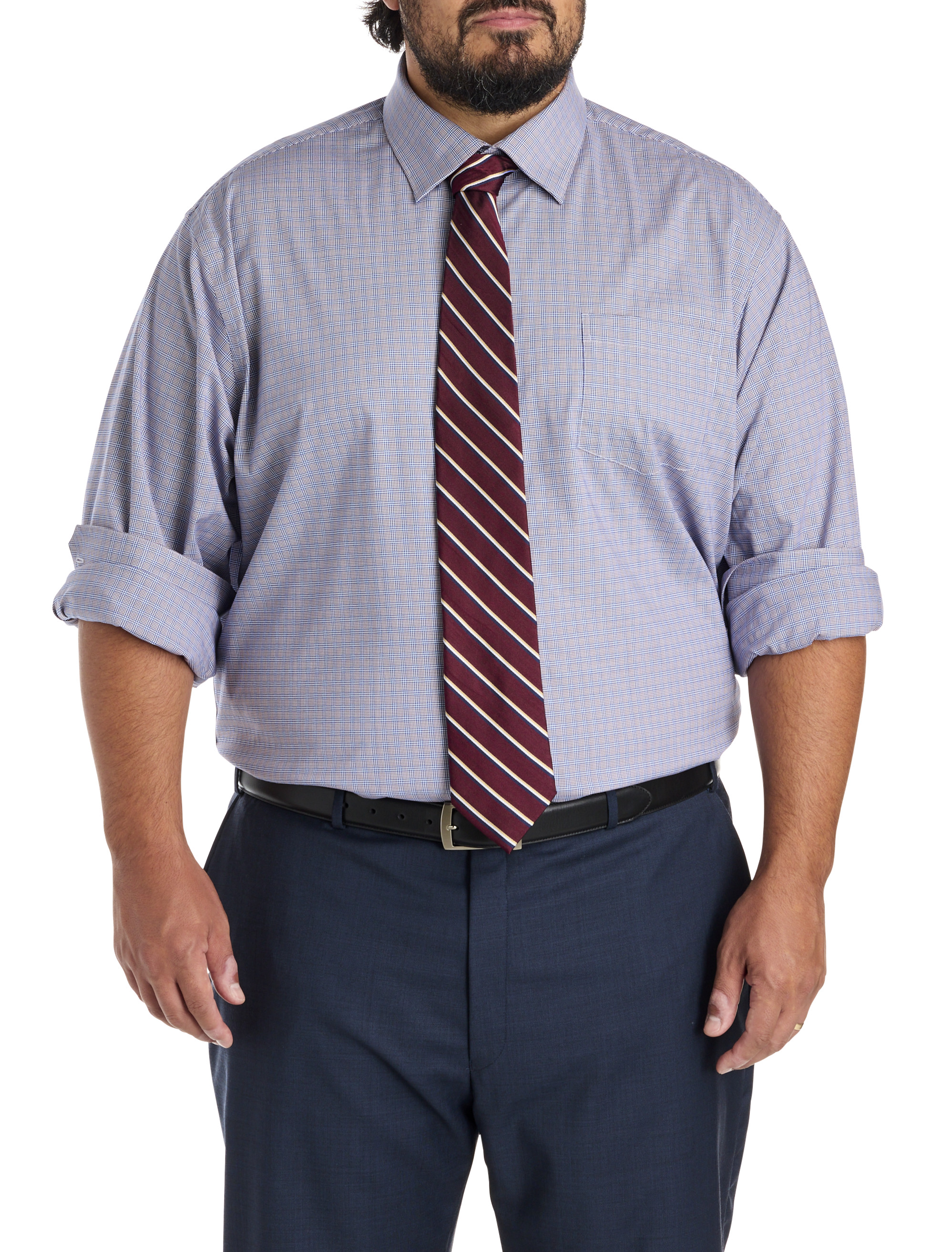 Double-Grid Patterned Dress Shirt