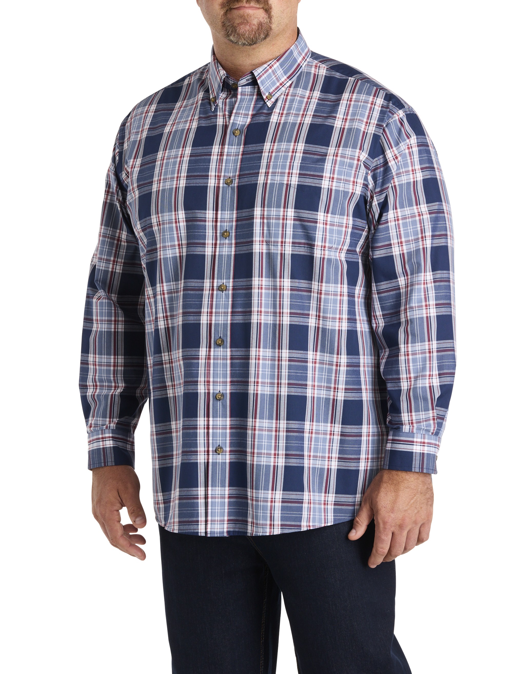 Easy-Care Large Plaid Sport Shirt
