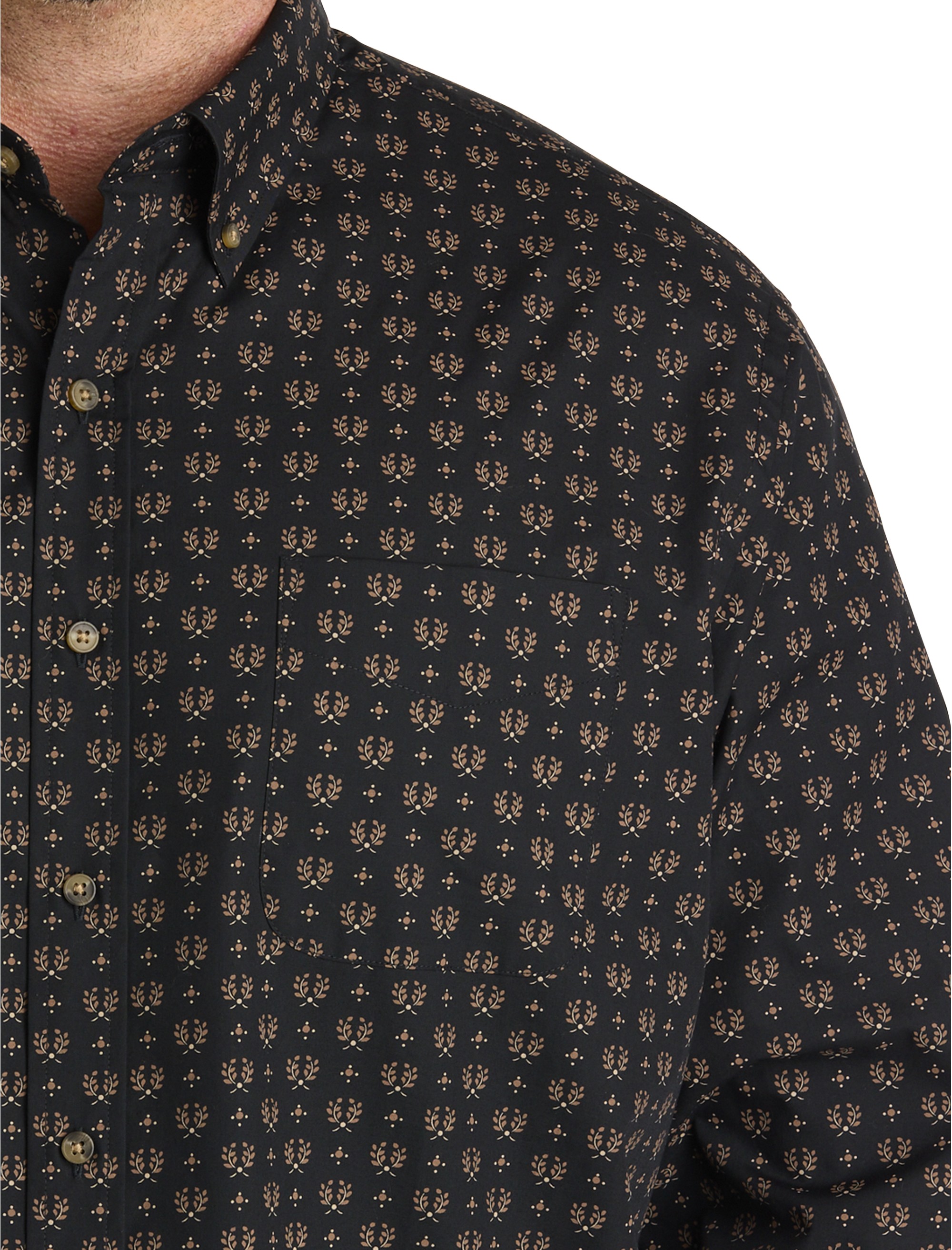 Easy-Care Leaf Print Sport Shirt - thumbnail 2