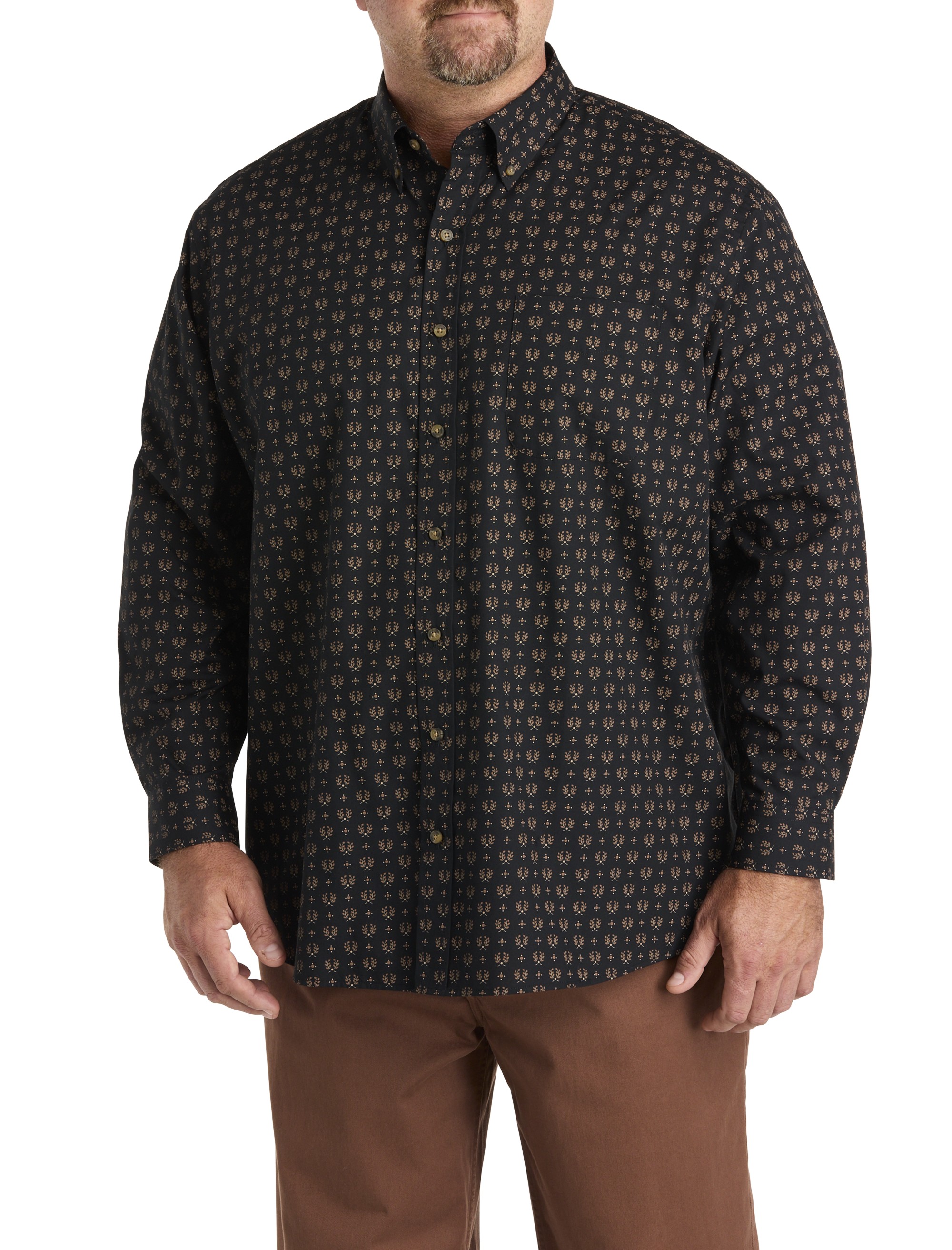 Easy-Care Leaf Print Sport Shirt