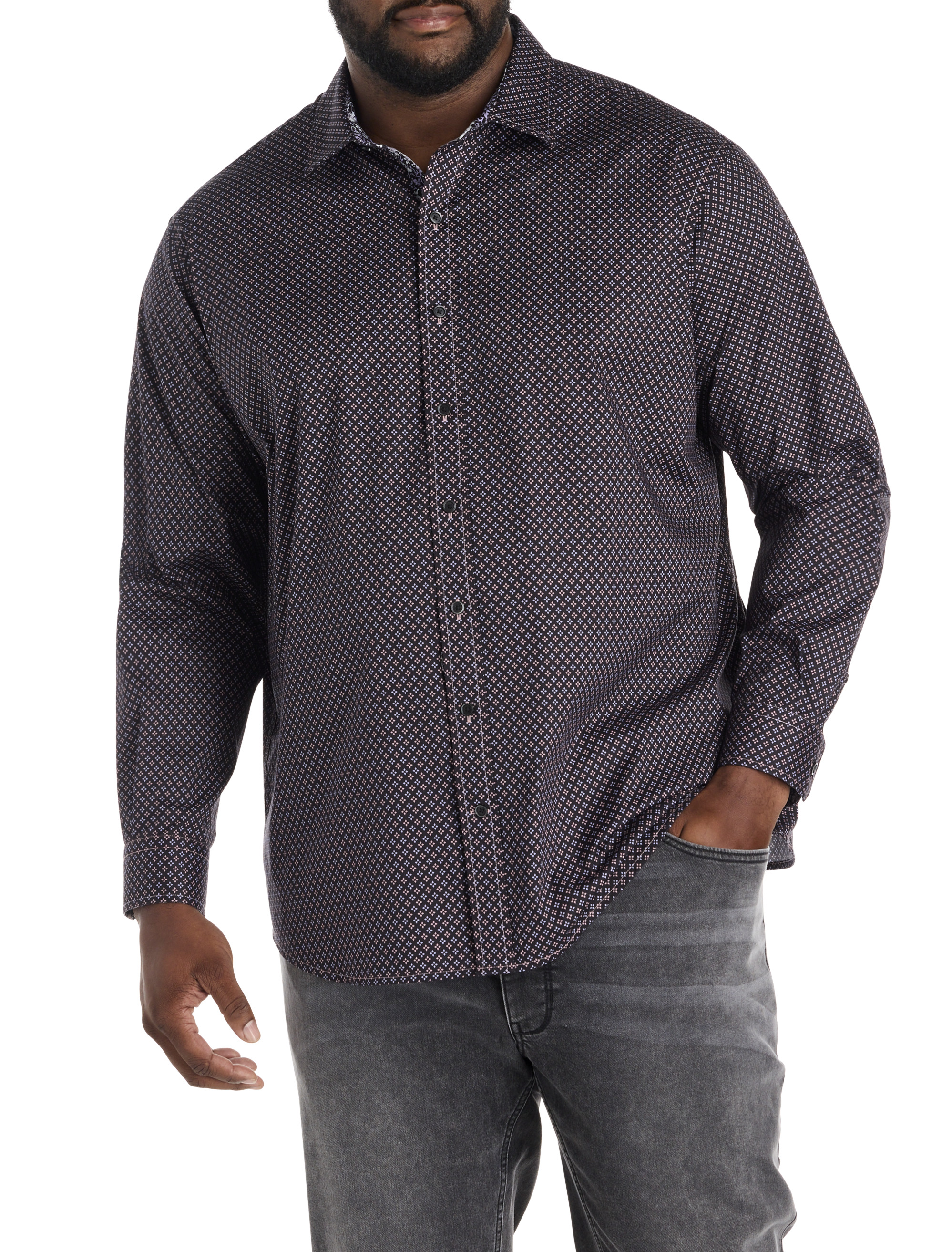 Micro Diamond Print Sport Shirt