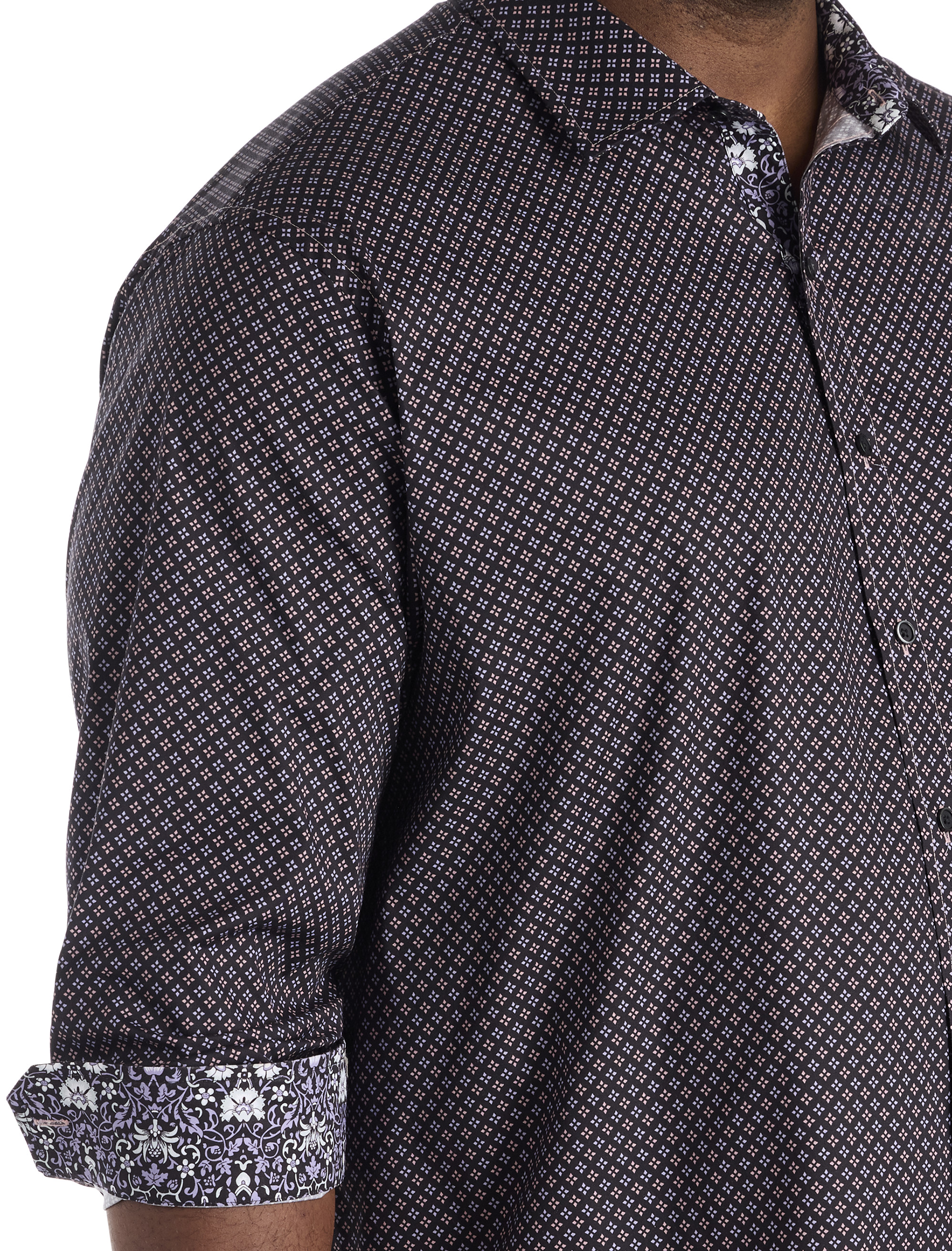 Micro Diamond Print Sport Shirt