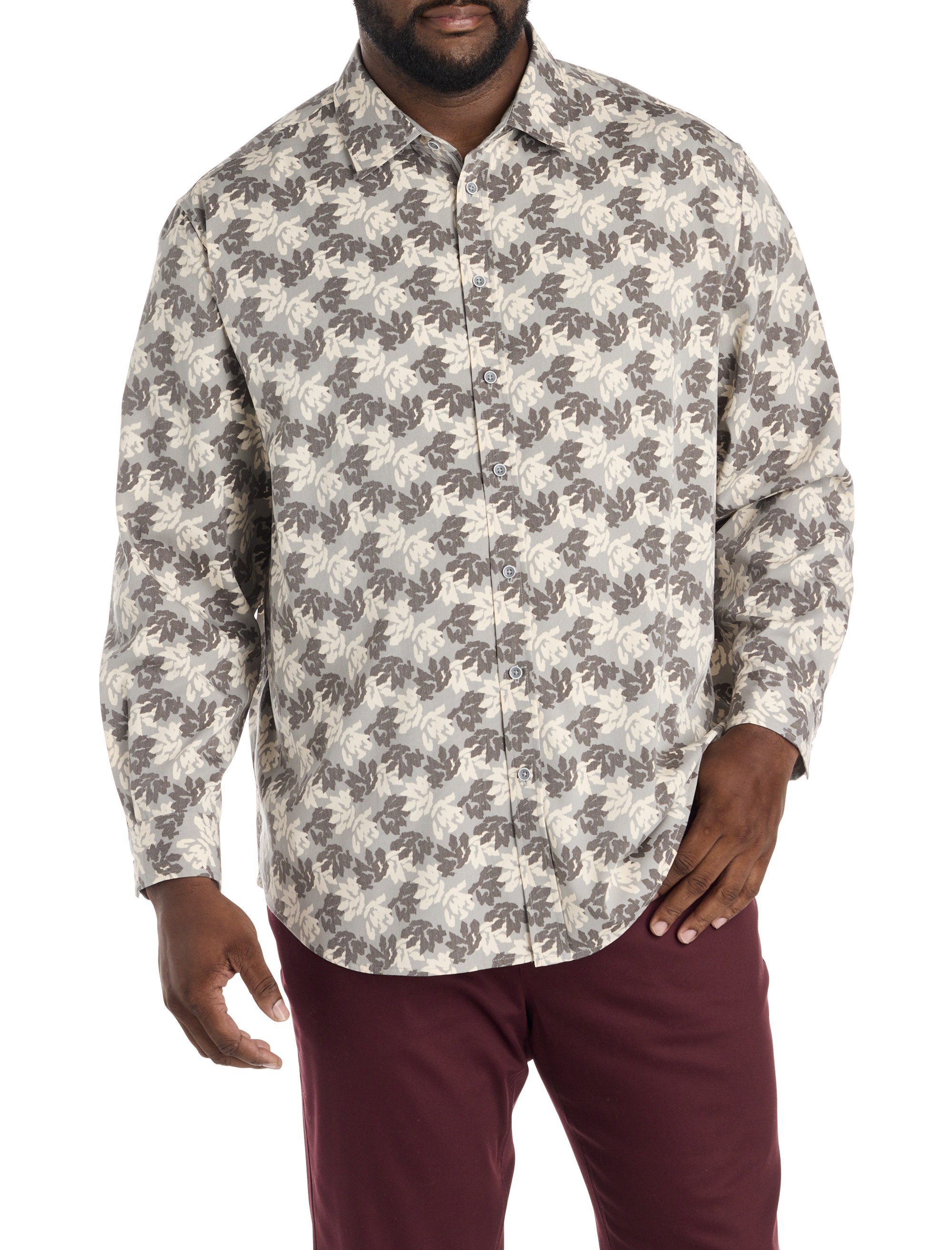 Rolled-Sleeve Floral Print Sport Shirt - thumbnail 2