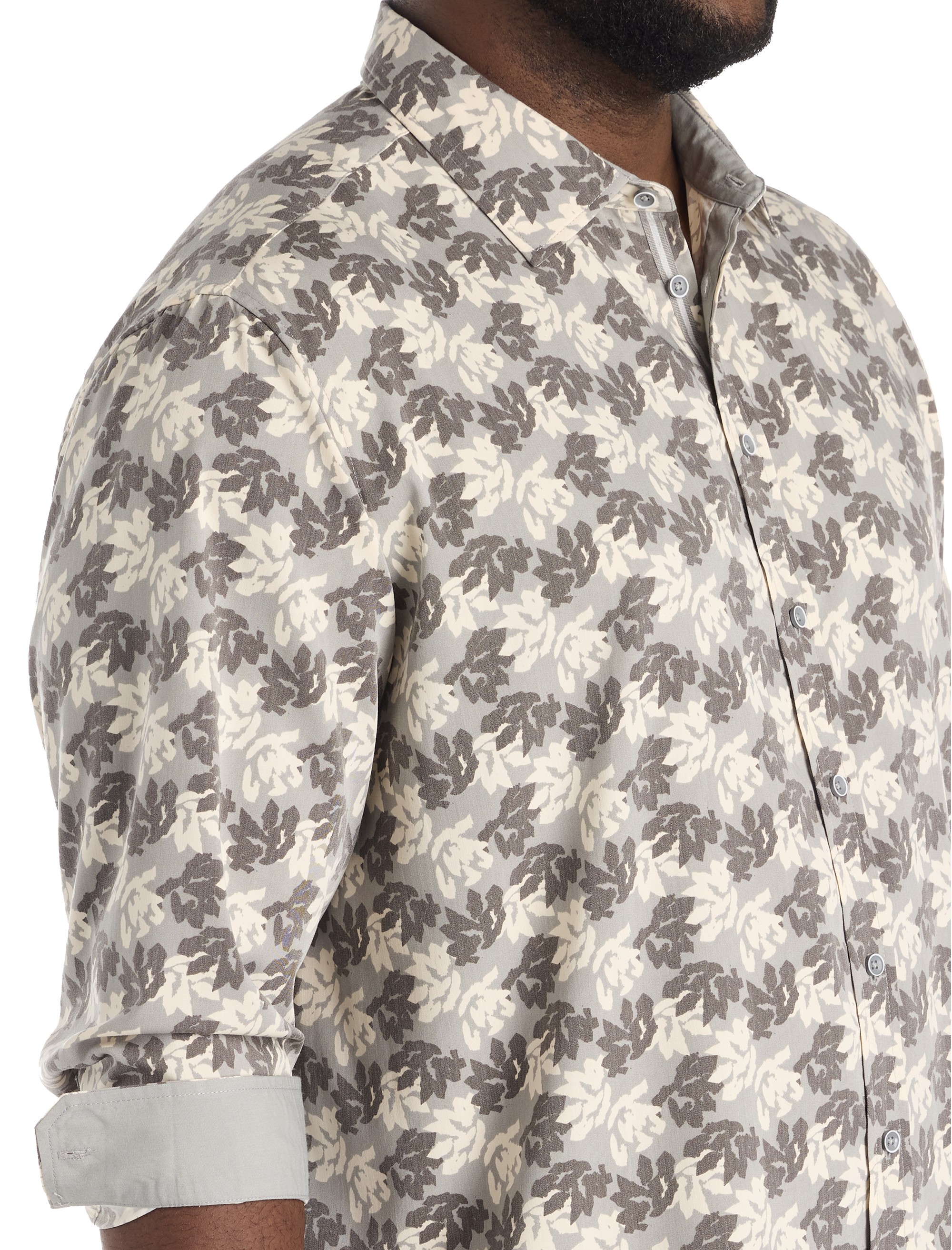 Rolled-Sleeve Floral Print Sport Shirt - thumbnail 3