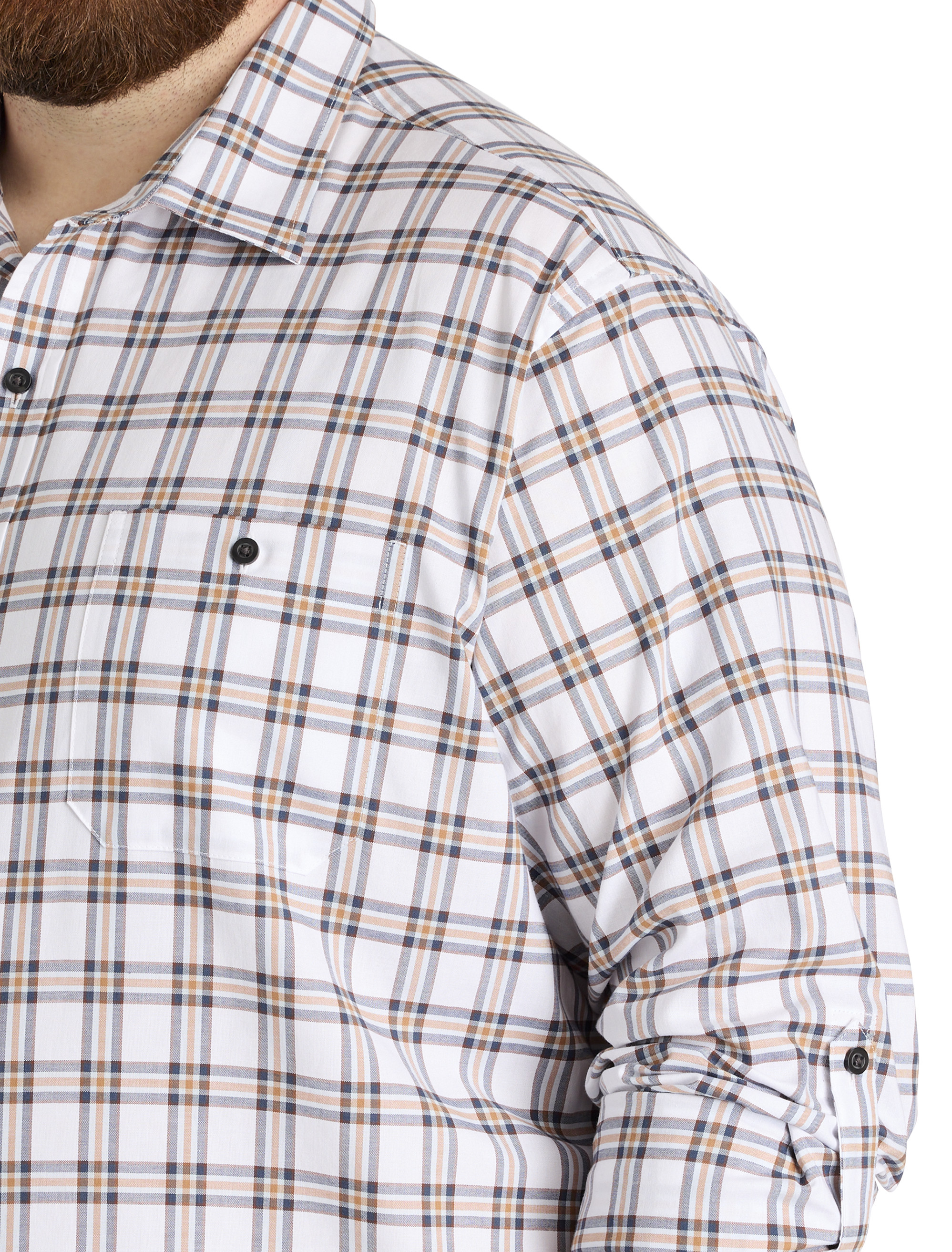 Plaid Rolled-Sleeve Sport Shirt