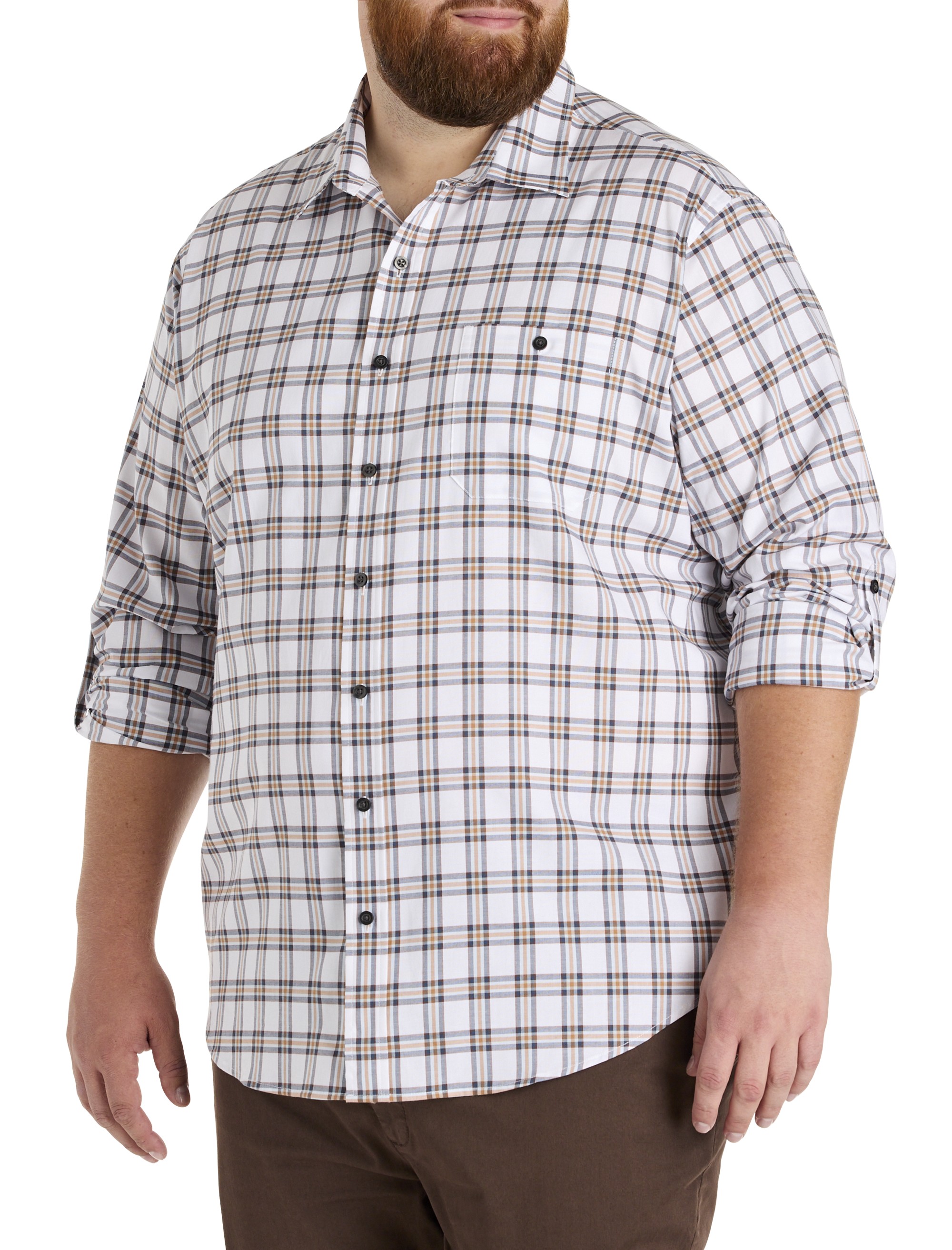 Plaid Rolled-Sleeve Sport Shirt