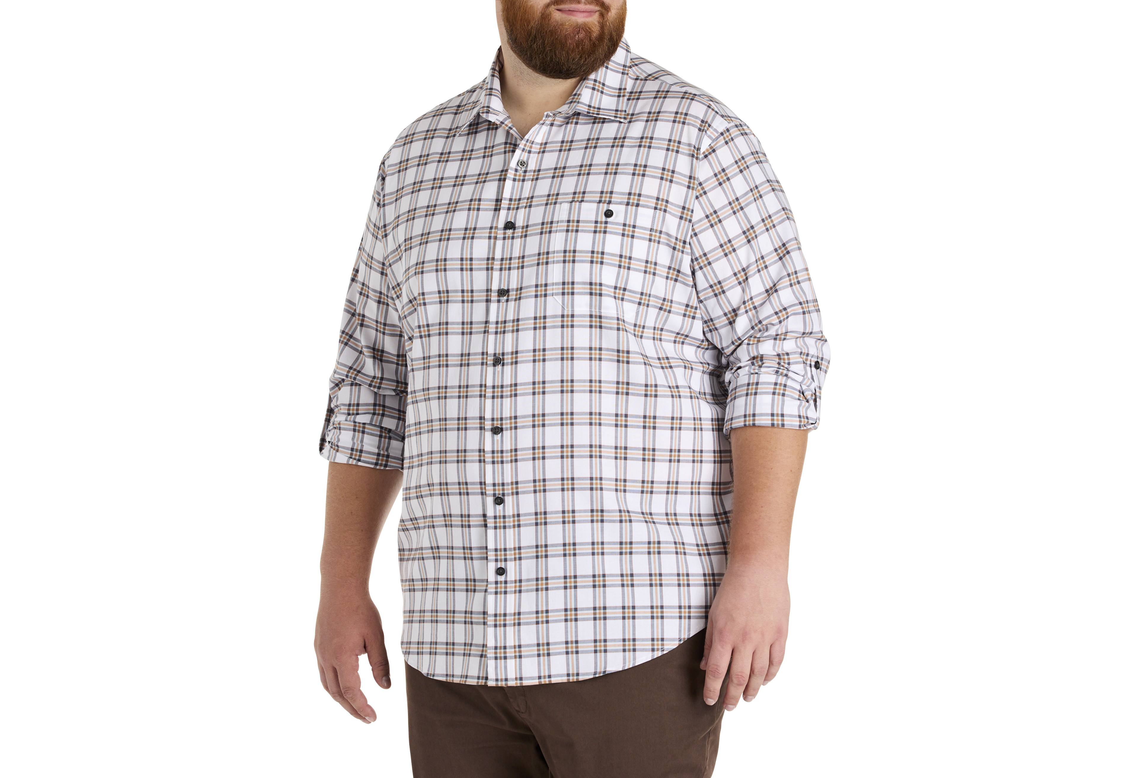 Plaid Rolled-Sleeve Sport Shirt