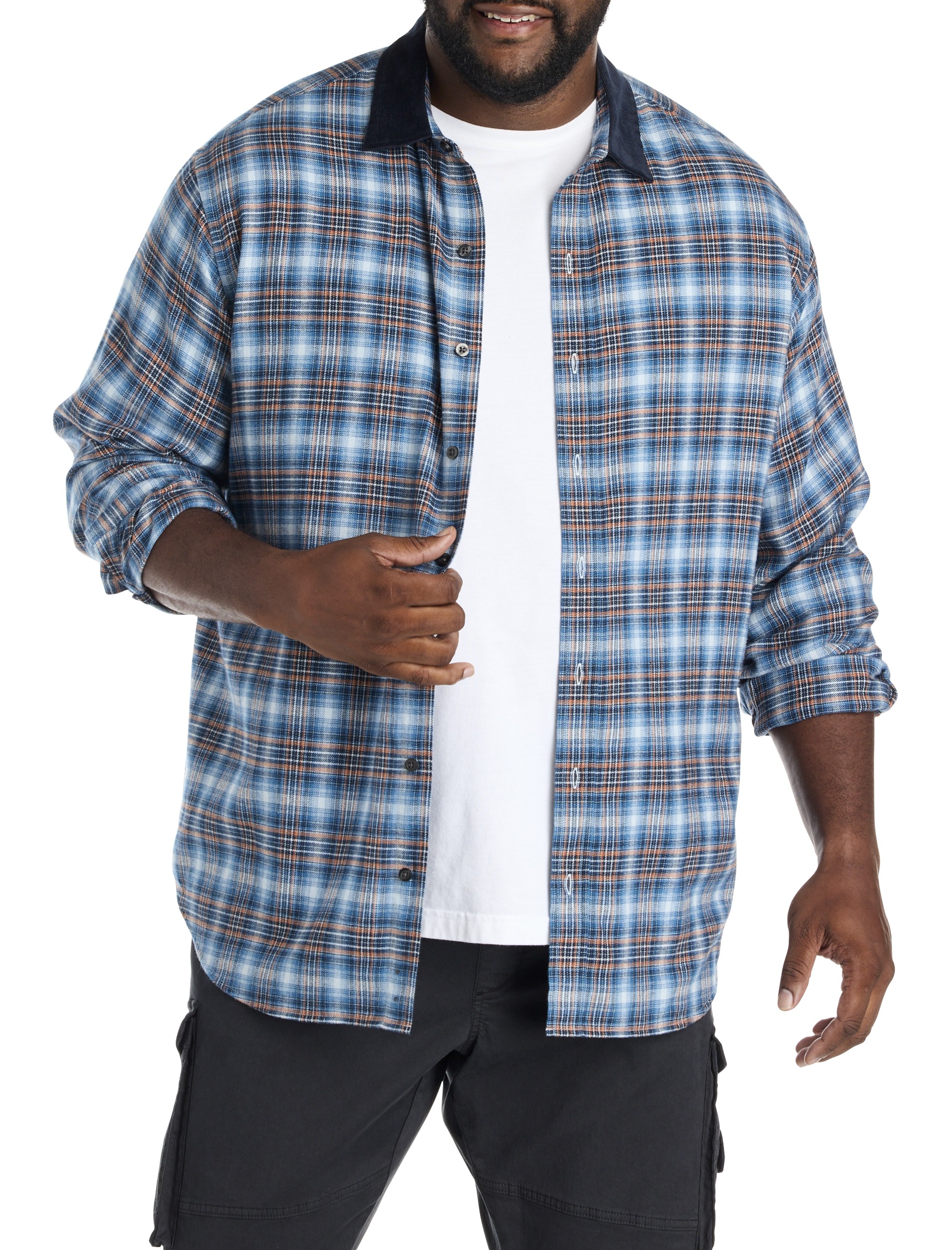 Corduroy Collar Flannel Shirt