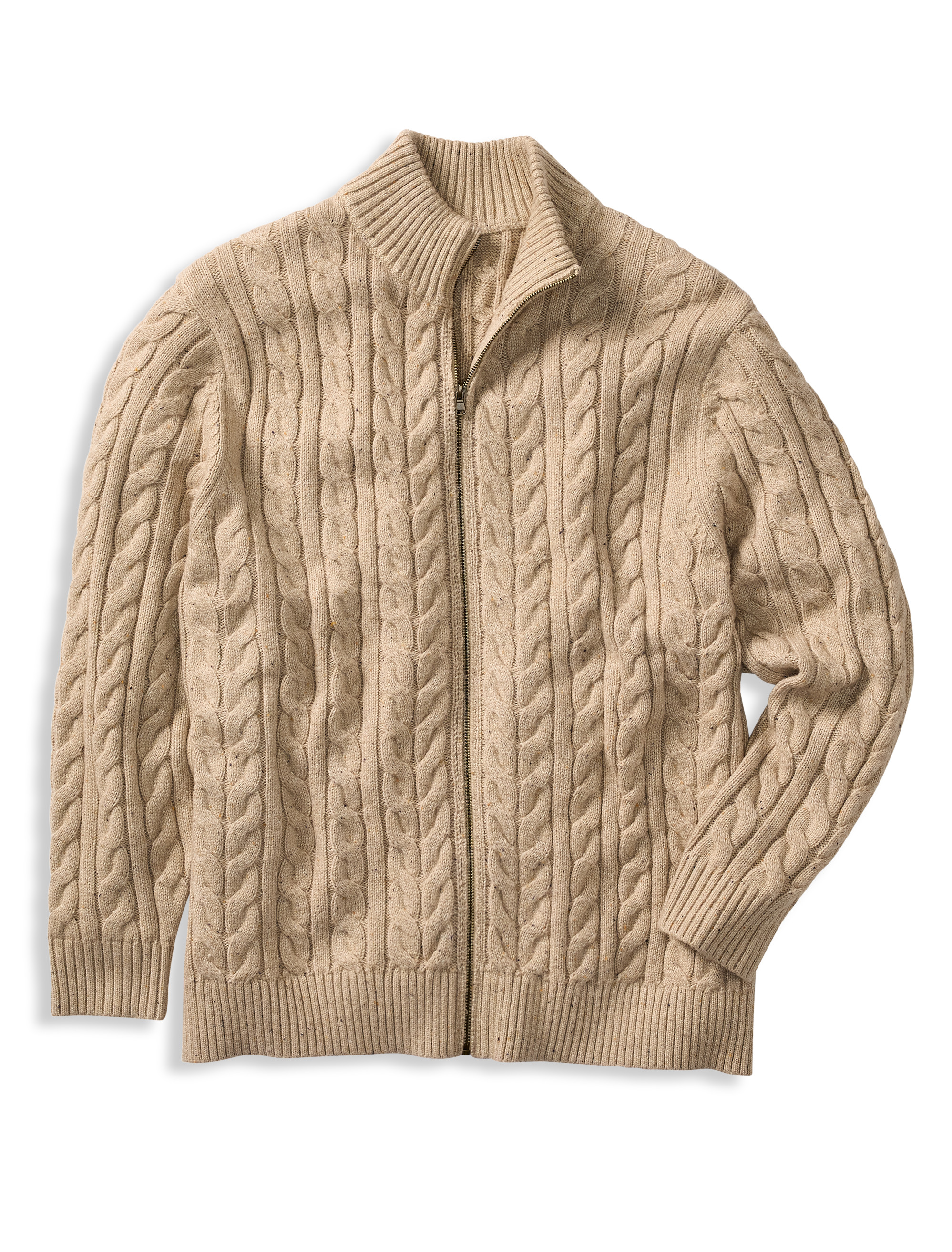 Big + Tall | Oak Hill Cabled Front-Zip Cardigan | DXL