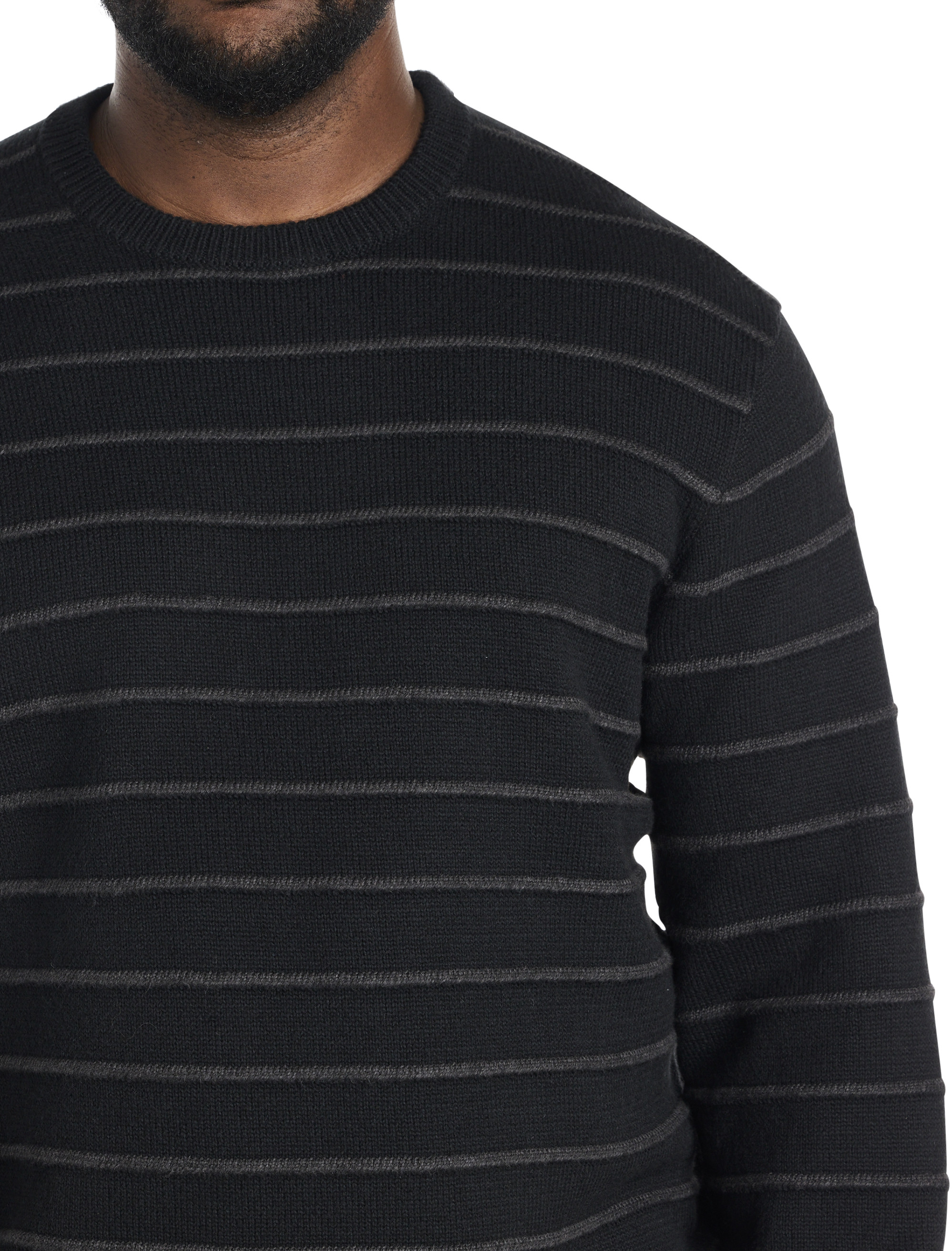 Textured Stripe Crewneck Sweater