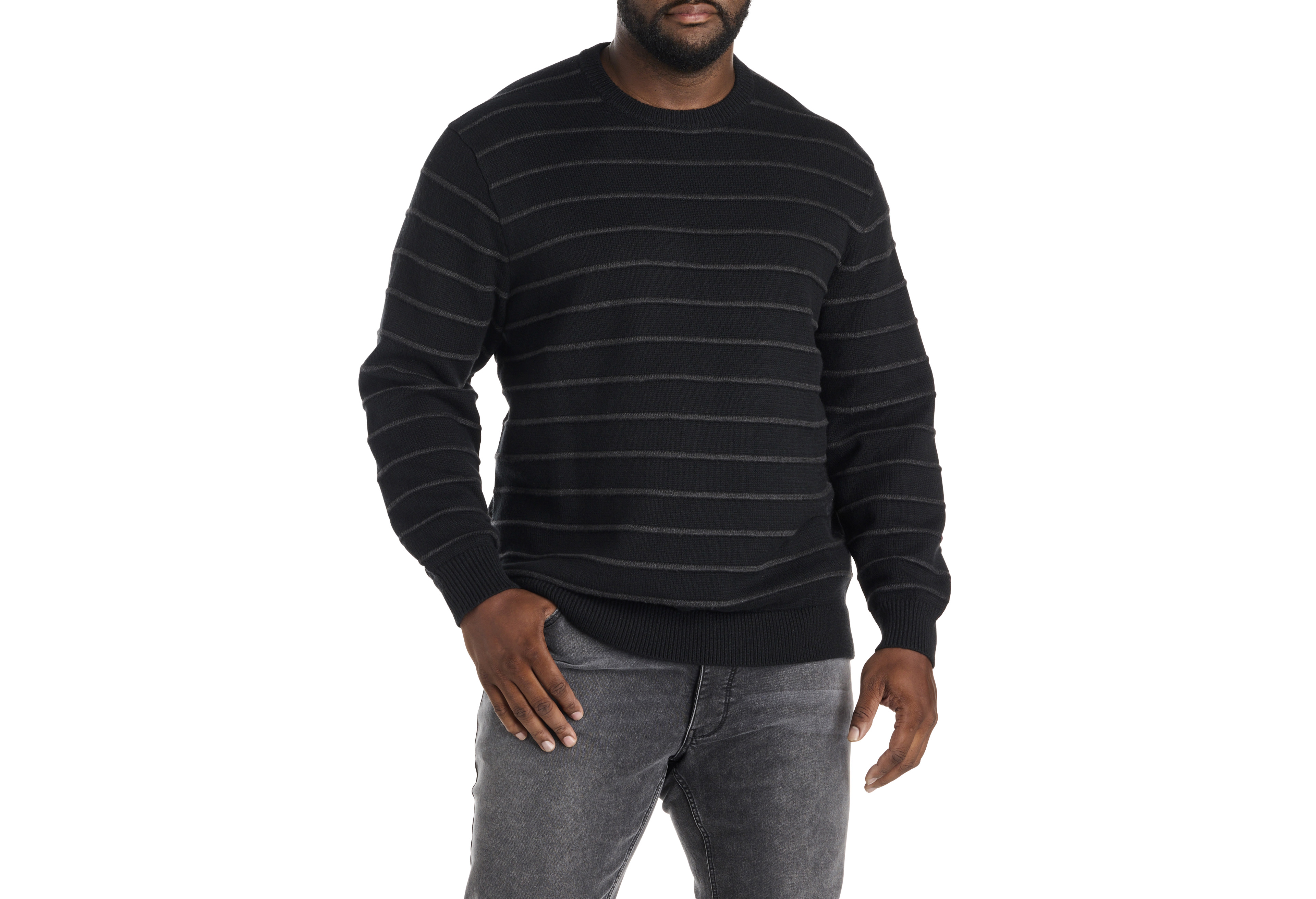 Textured Stripe Crewneck Sweater