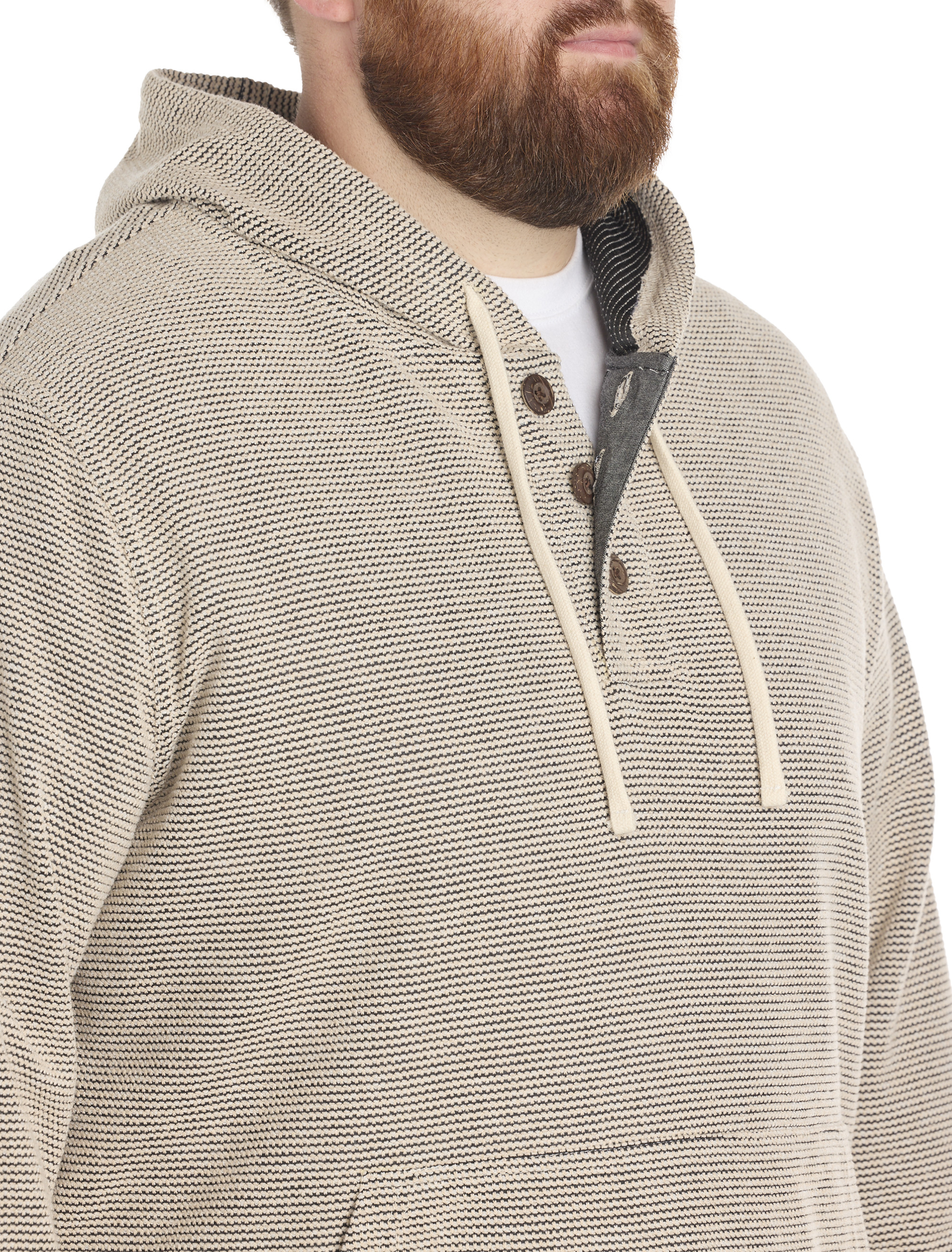 Big + Tall | True Nation Striped Henley Hoodie | DXL
