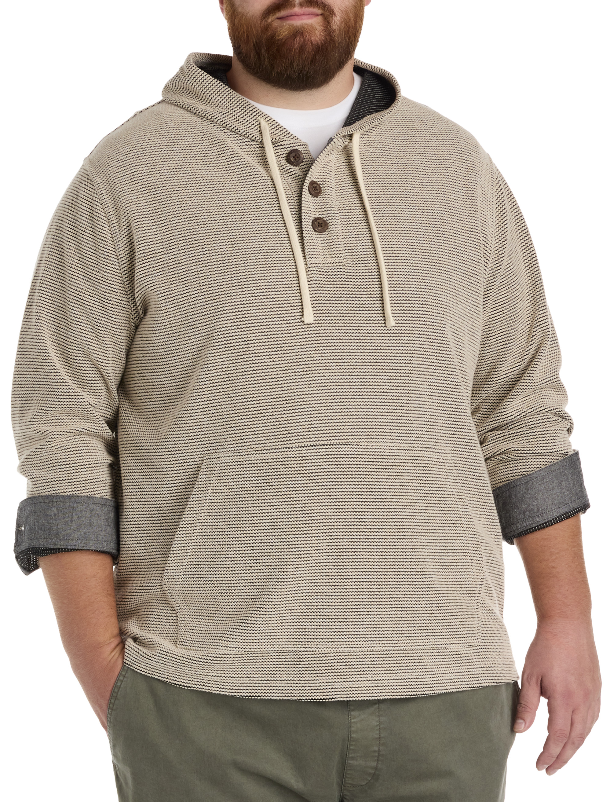 Big + Tall | True Nation Striped Henley Hoodie | DXL