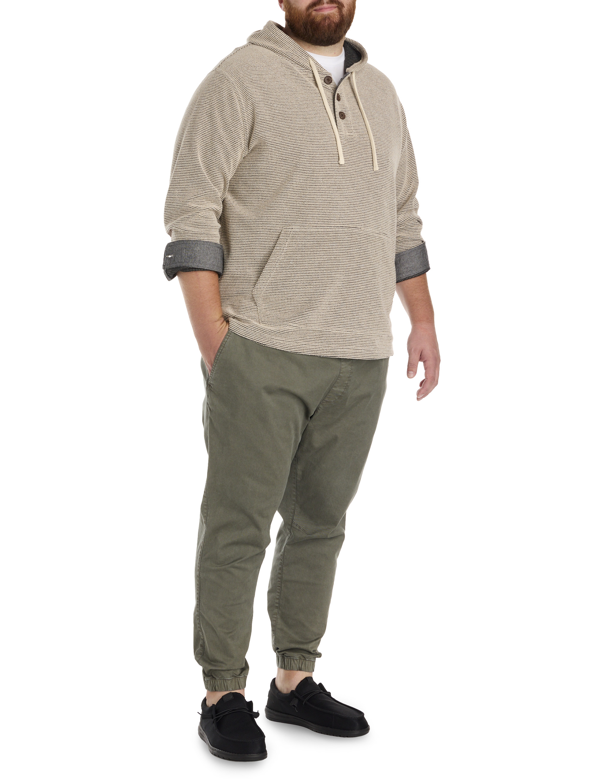 Big + Tall | True Nation Striped Henley Hoodie | DXL