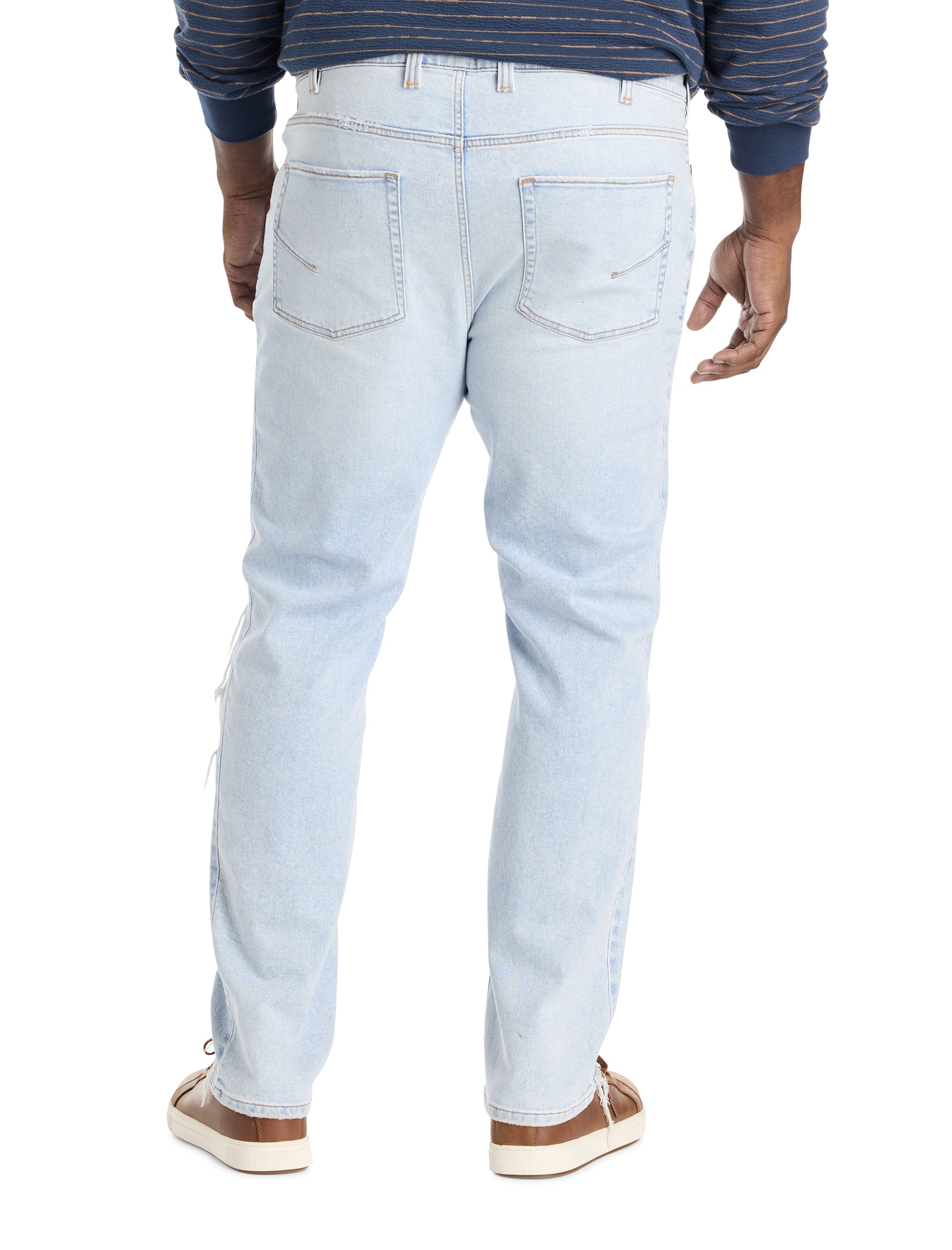 Destructed Dual Denim Tapered-Fit Jeans - thumbnail 2